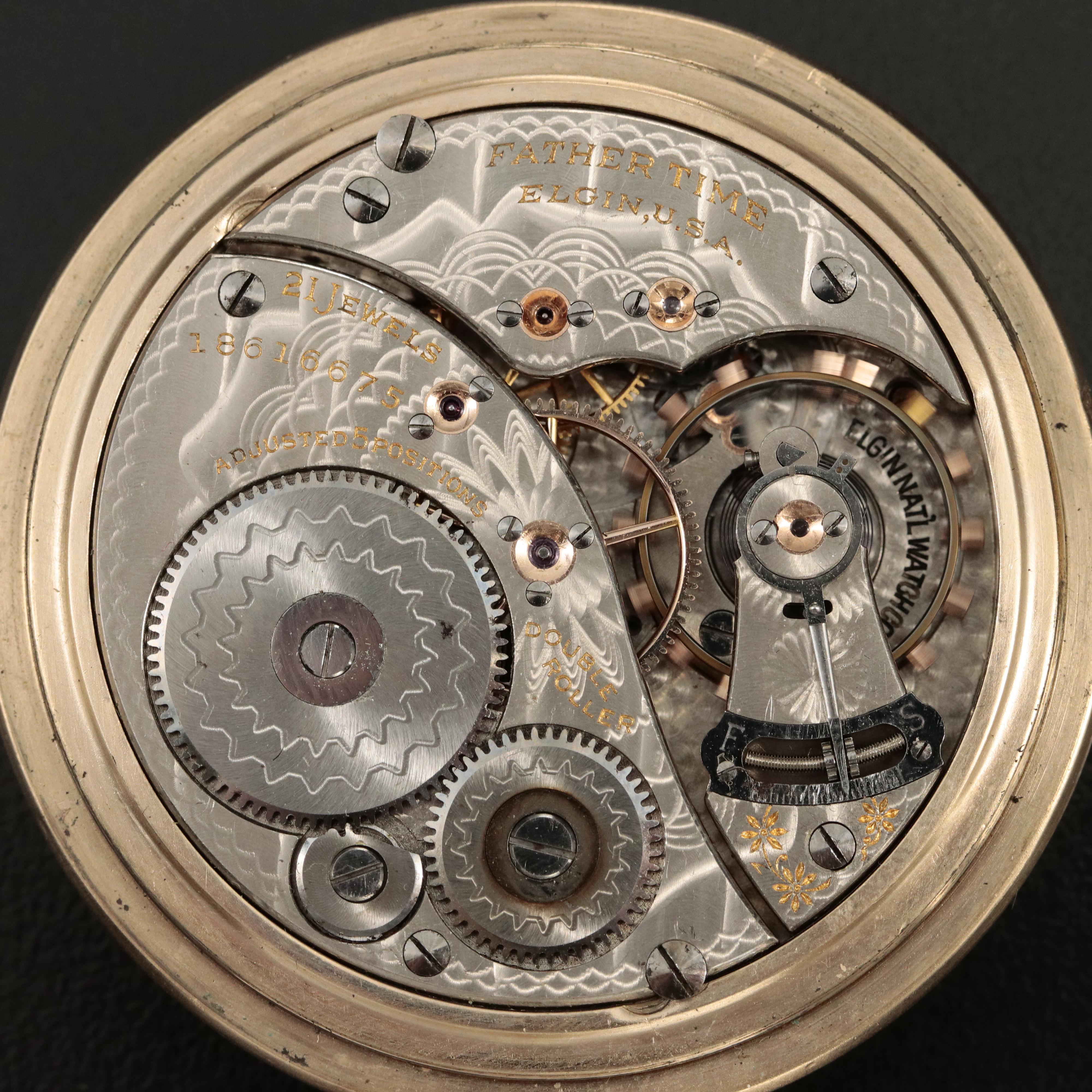 1916 Elgin "Father Time" Railroad Grade Gold-Filled Pocket Watch