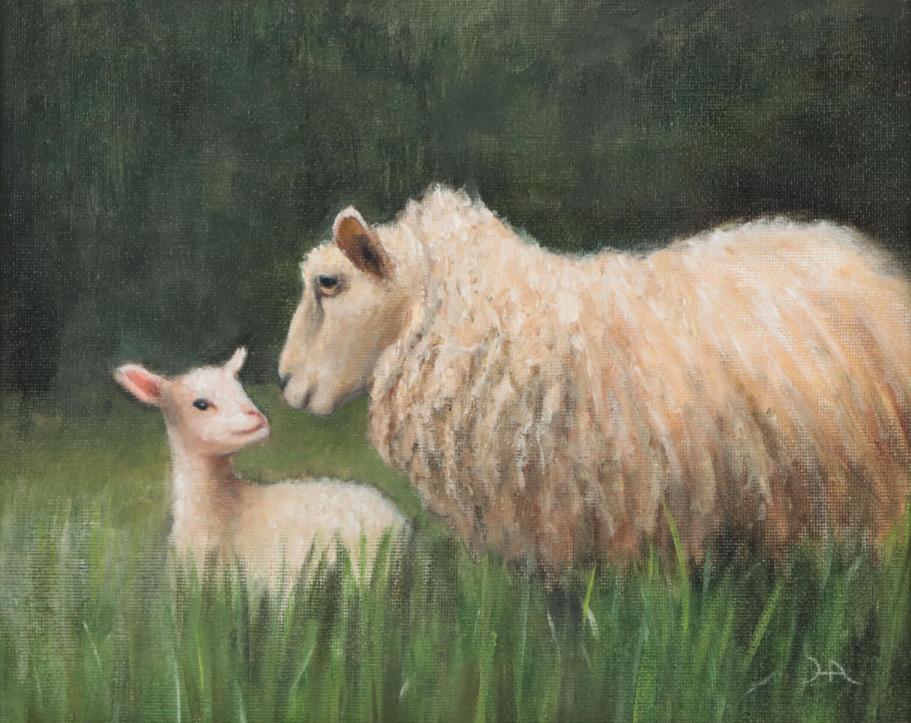 Houra H. Alghizzi Oil Painting "Mama Sheep," 2023