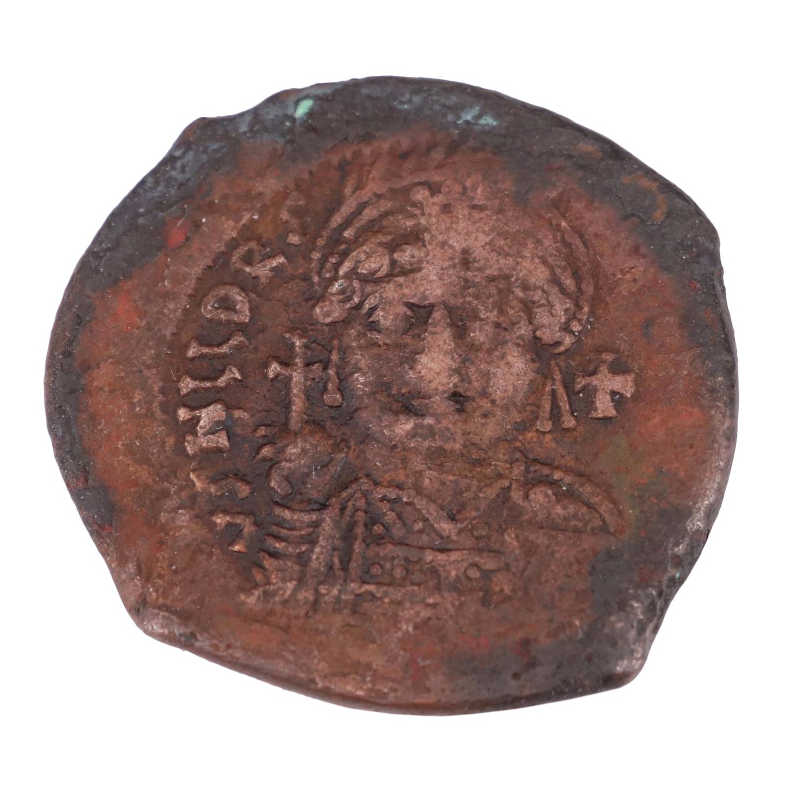 Ancient Byzantine Follis of Justinian I, ca. 560 AD