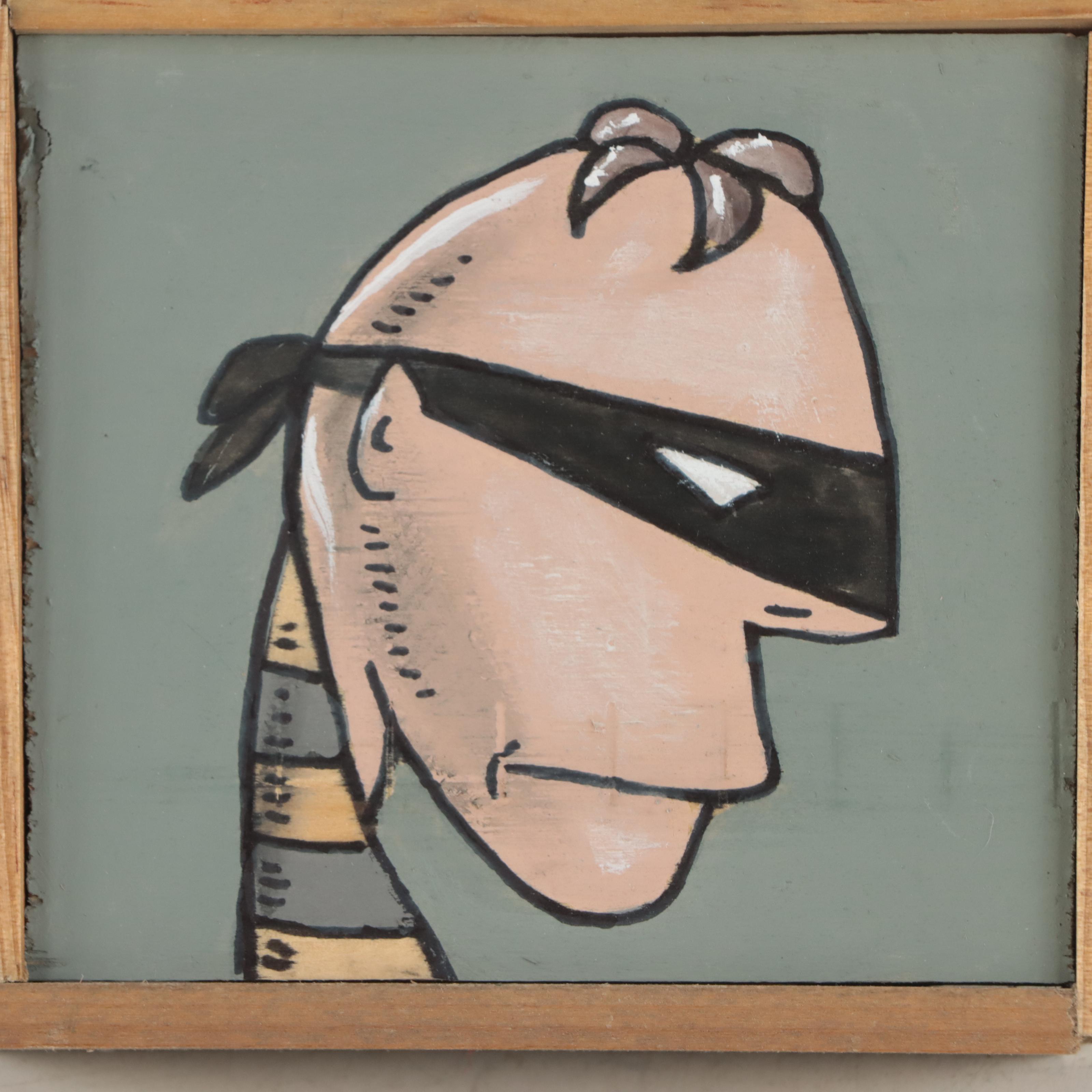 Aaron Wooten Portrait Acrylic Painting "The Robber," 2022