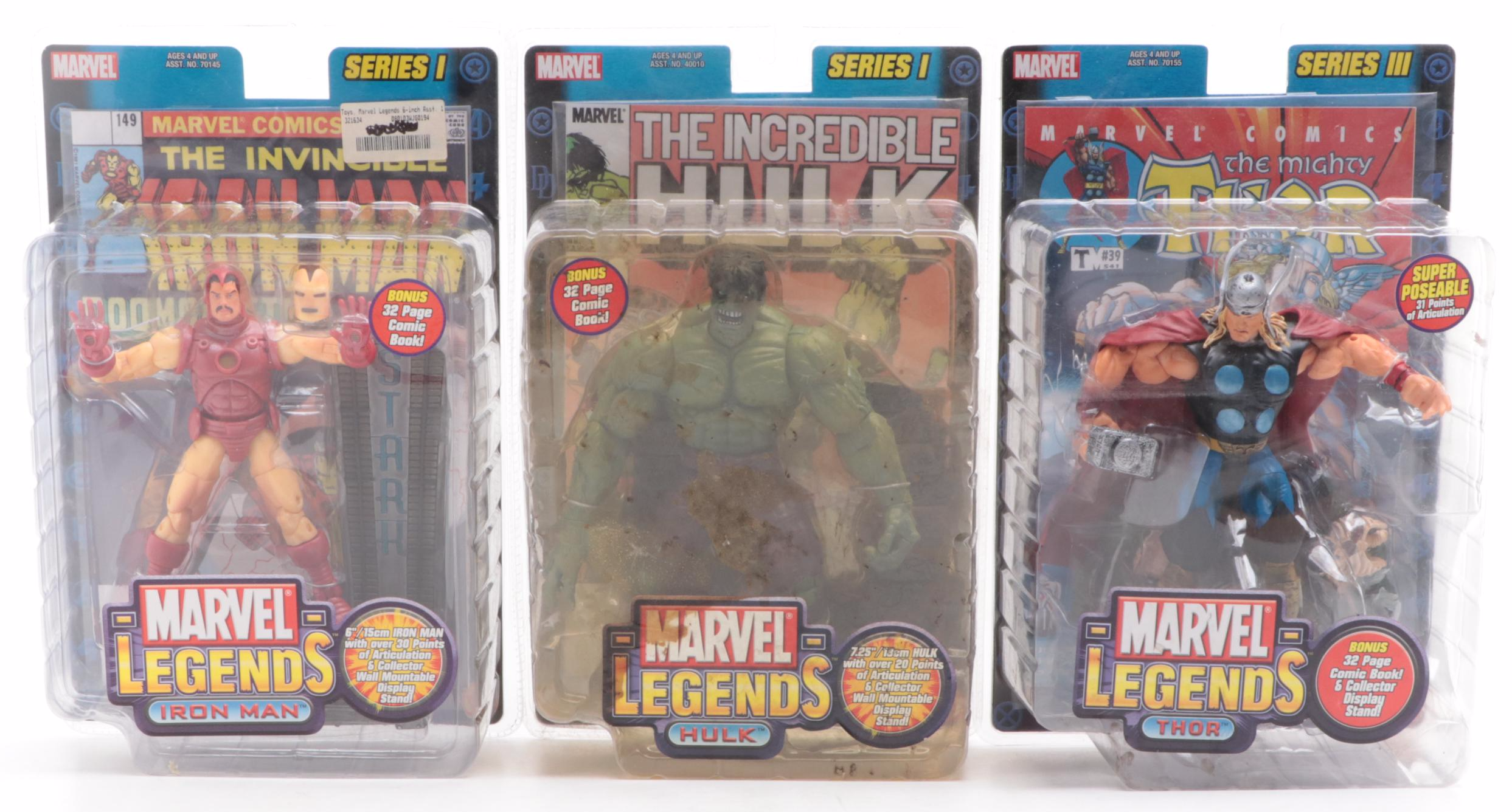 Marvel Legends Action Figures with Comic Book in Original Packaging, 2002