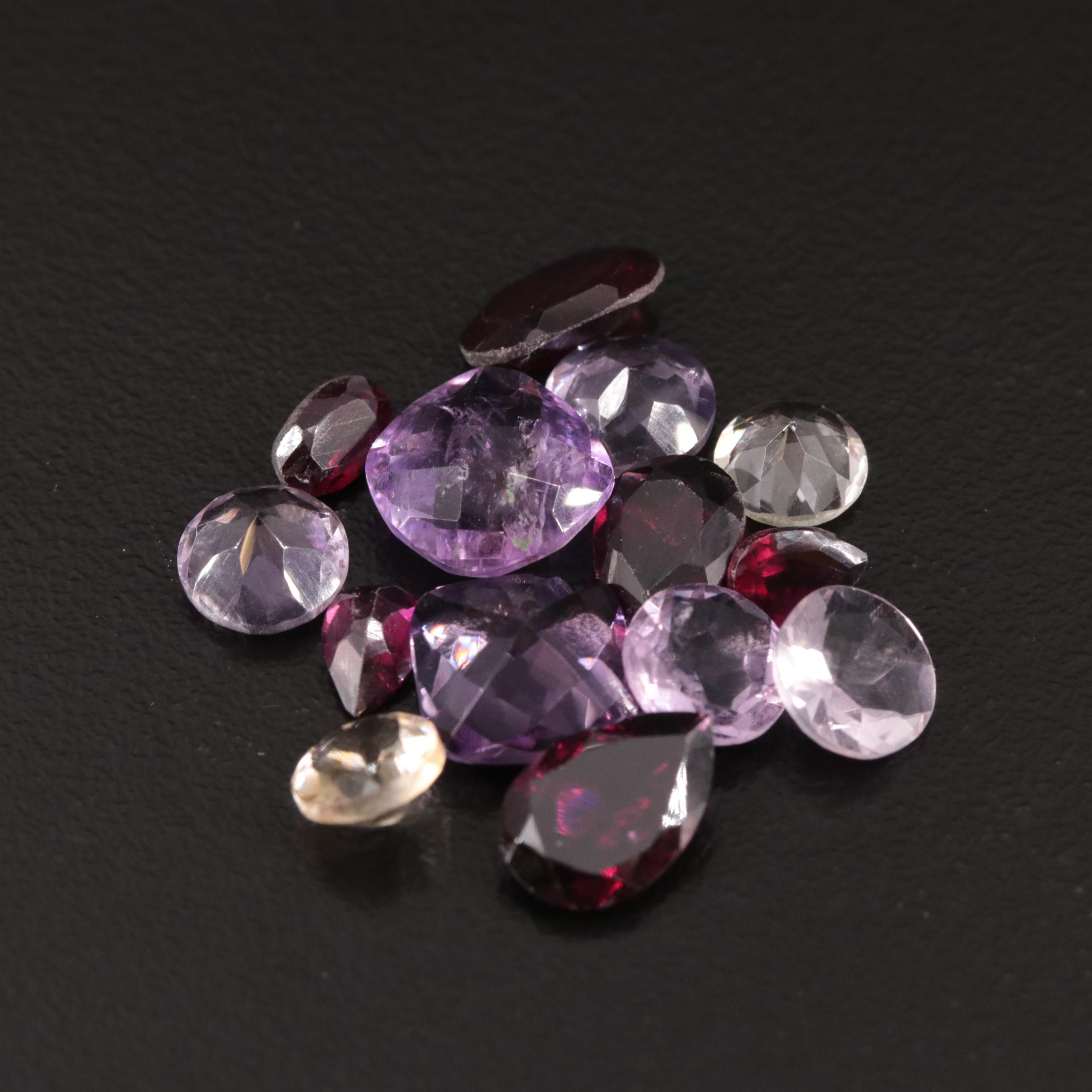 Loose 17.75 CTW Amethyst, Citrine and Garnet Lot