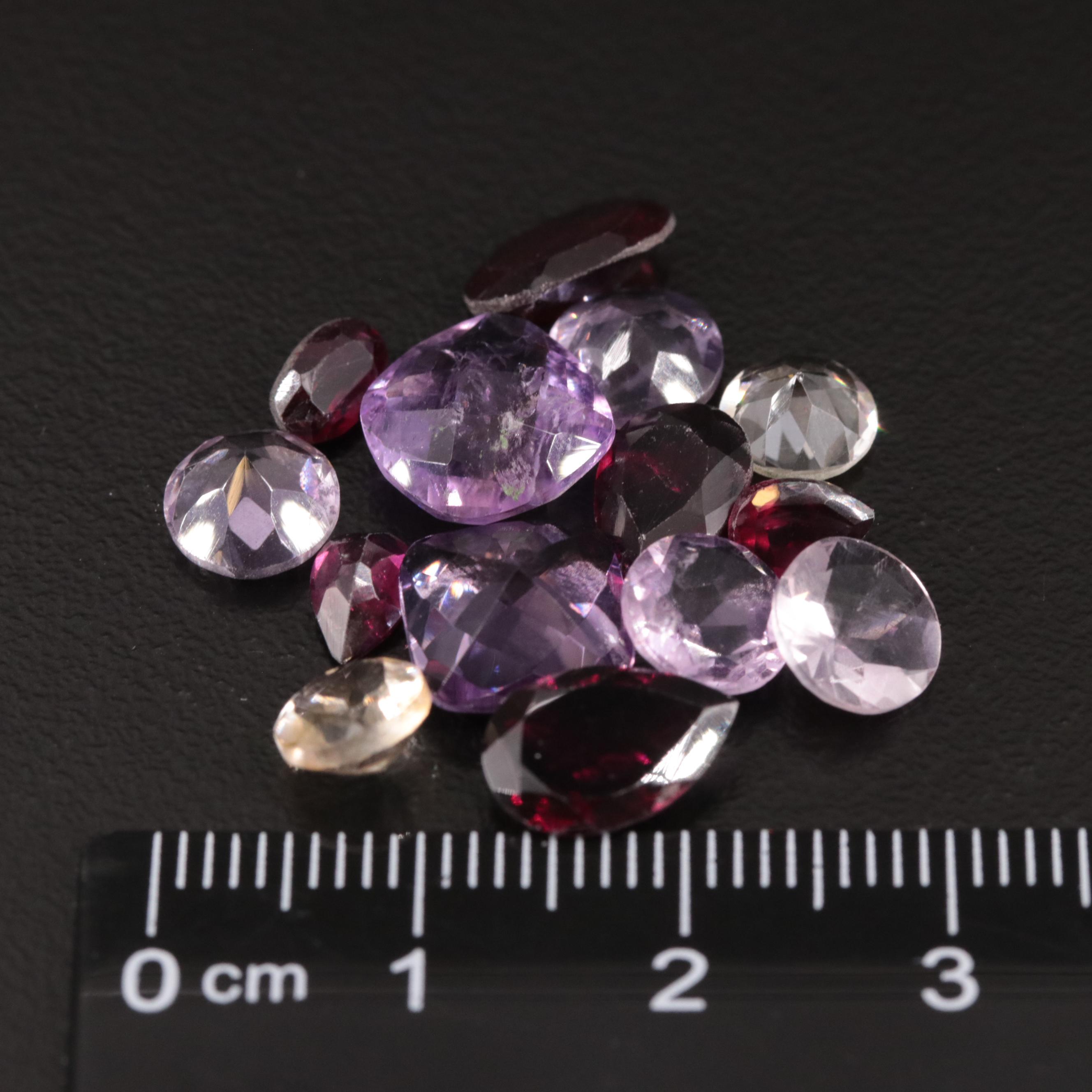 Loose 17.75 CTW Amethyst, Citrine and Garnet Lot