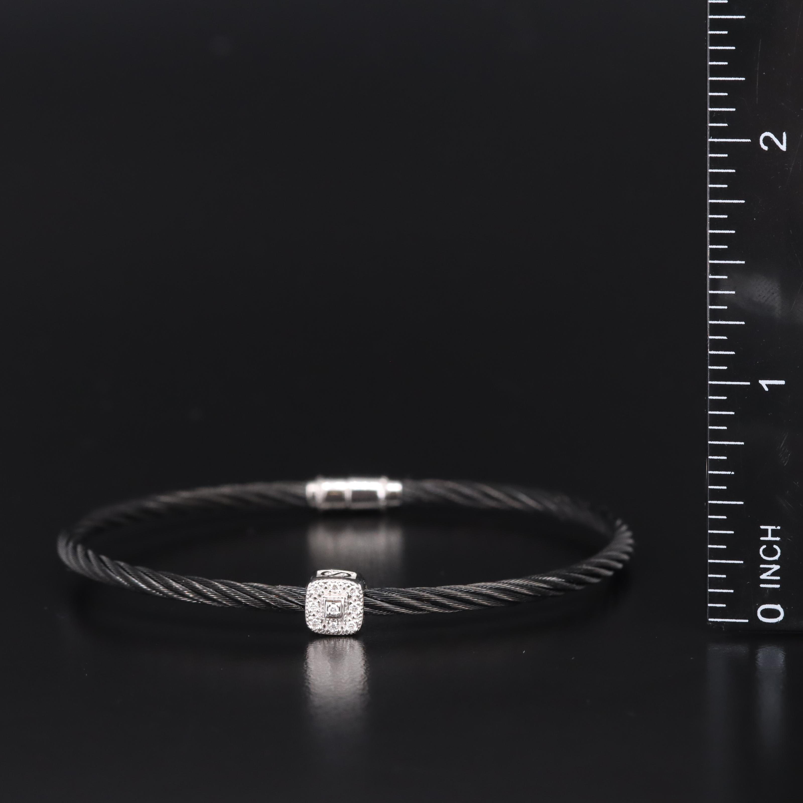 Charriol Stainless Steel Cable Bracelet with 18K and Diamond Accents