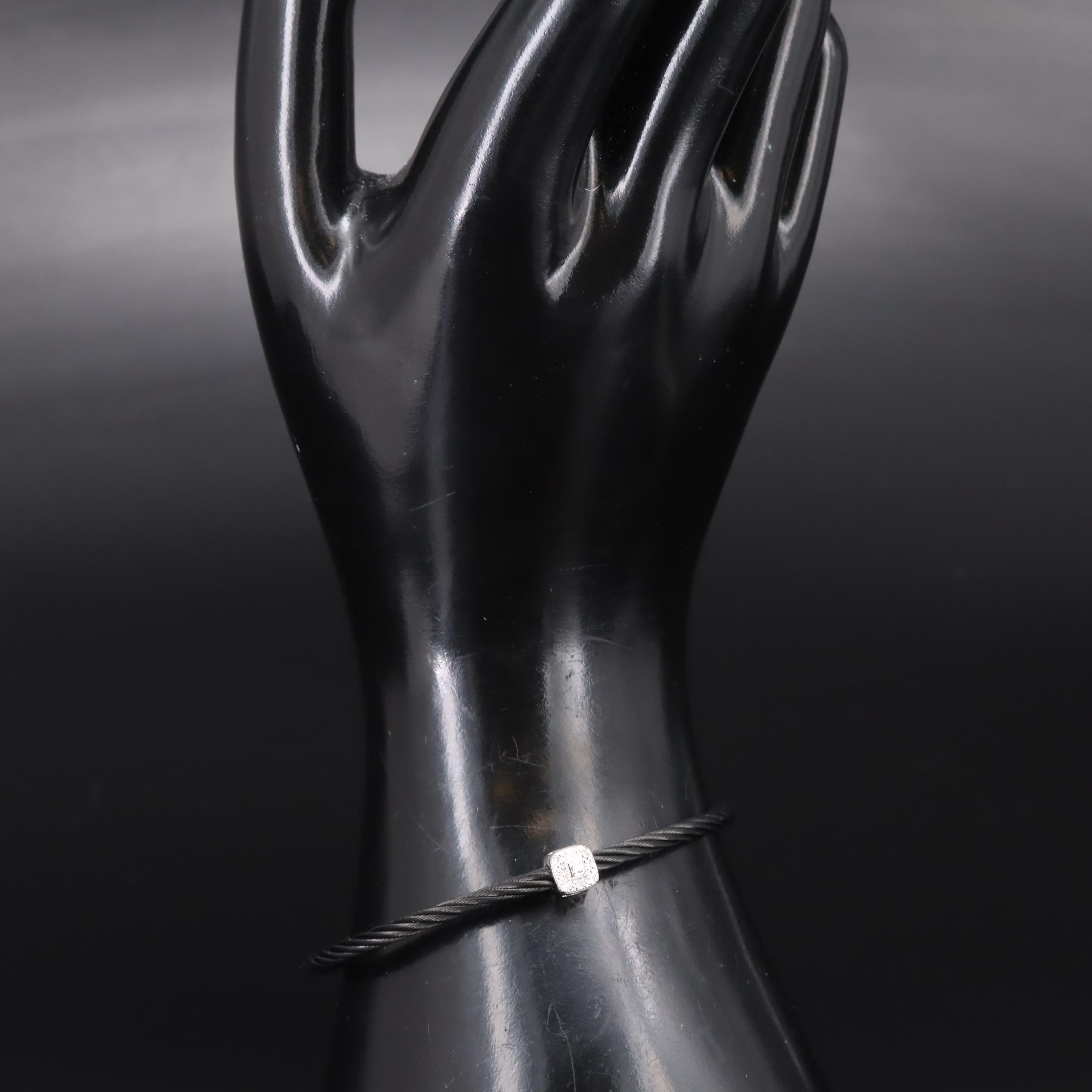 Charriol Stainless Steel Cable Bracelet with 18K and Diamond Accents