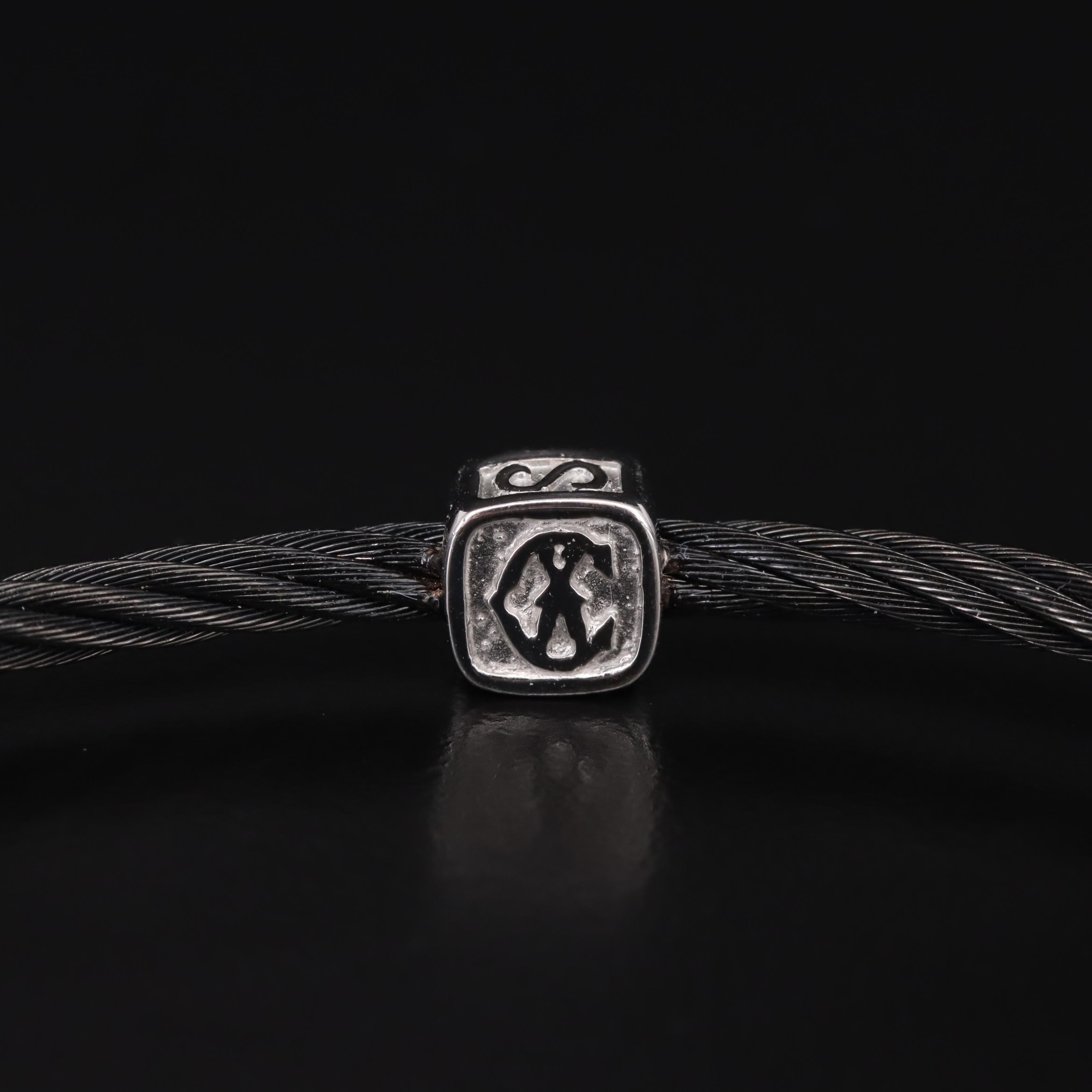 Charriol Stainless Steel Cable Bracelet with 18K and Diamond Accents