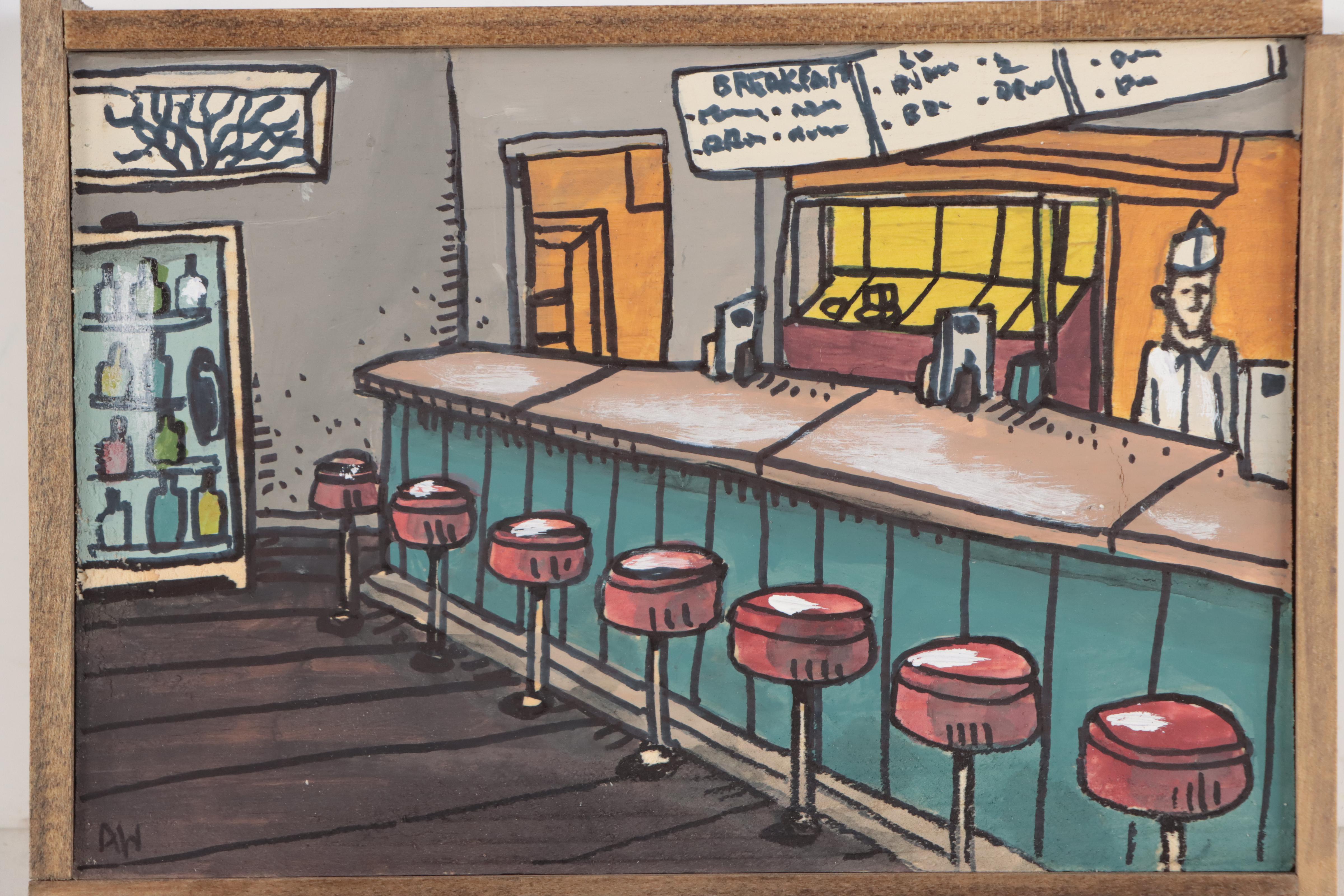 Aaron Wooten Acrylic Painting "The Deli," 2023