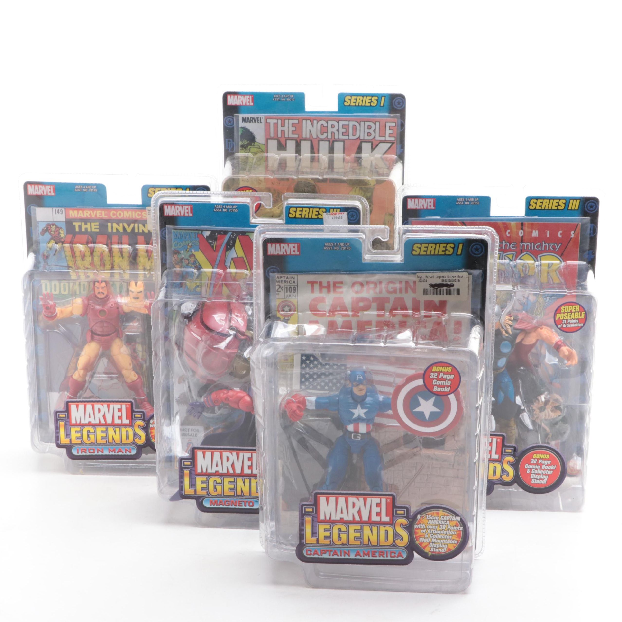 Marvel Legends Action Figures with Comic Book in Original Packaging, 2002
