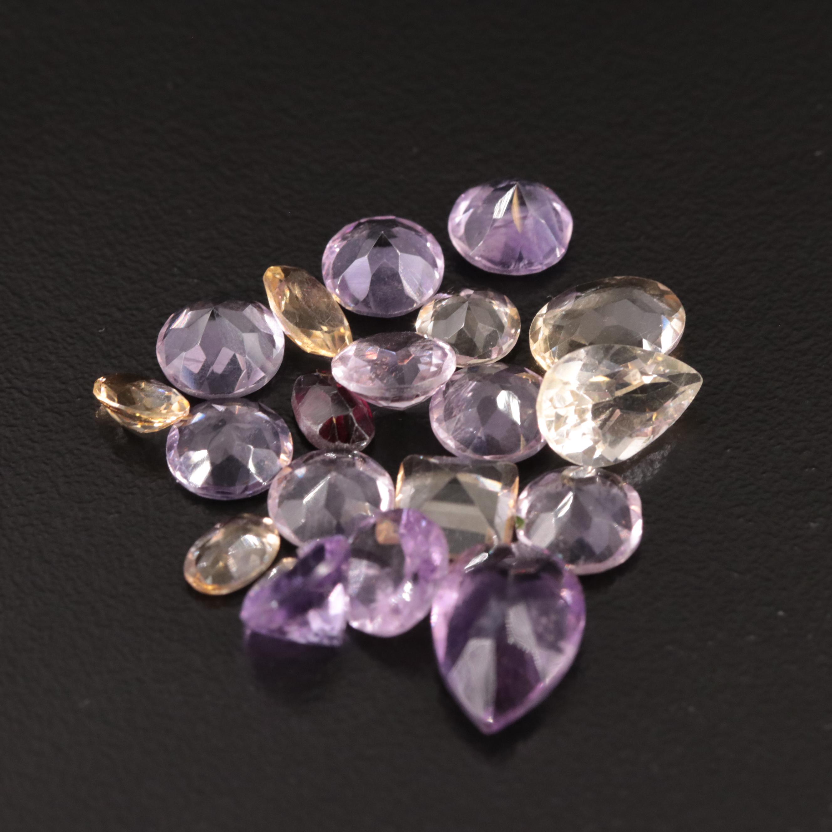 Loose 20.55 CTW Amethyst, Citrine and Garnet Lot