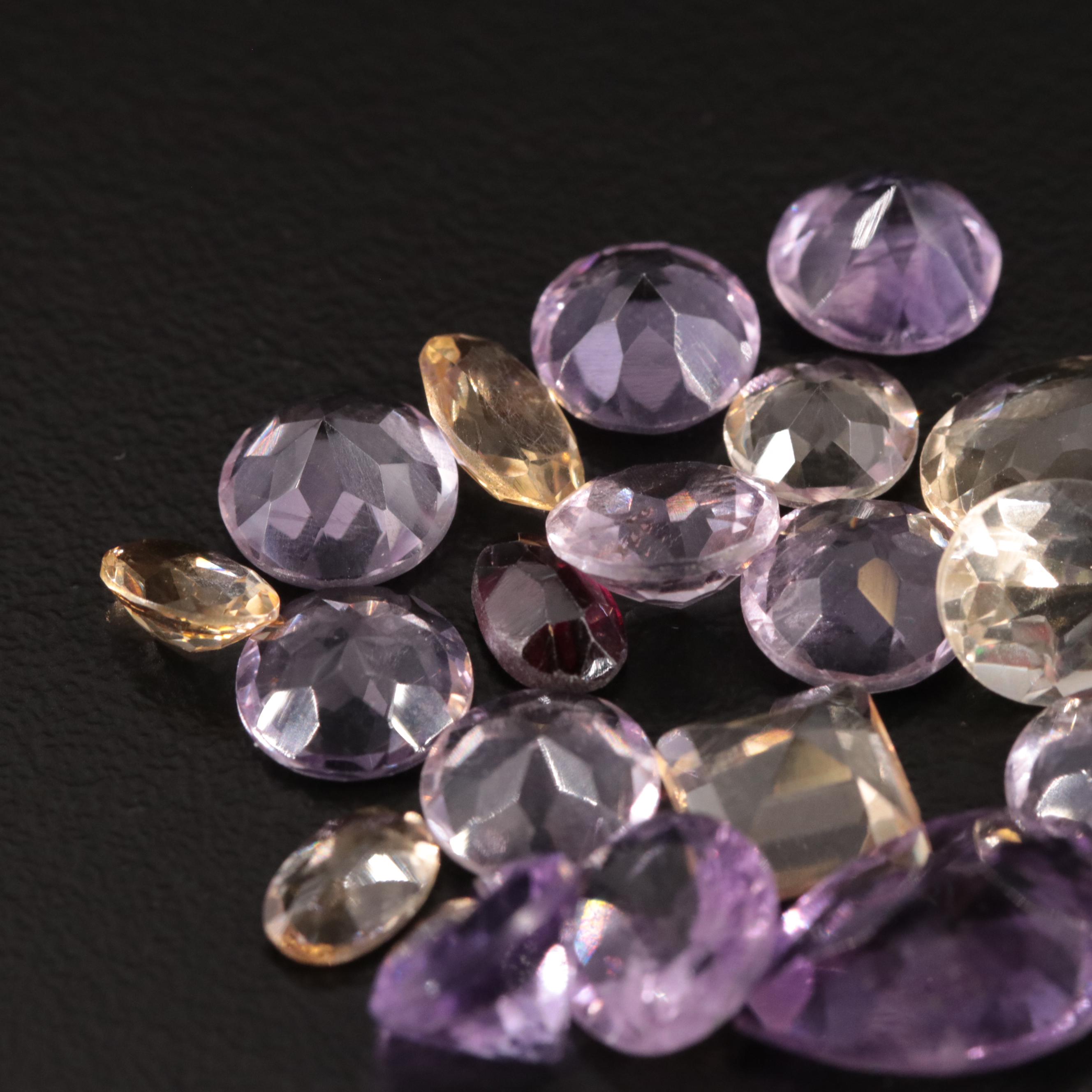 Loose 20.55 CTW Amethyst, Citrine and Garnet Lot