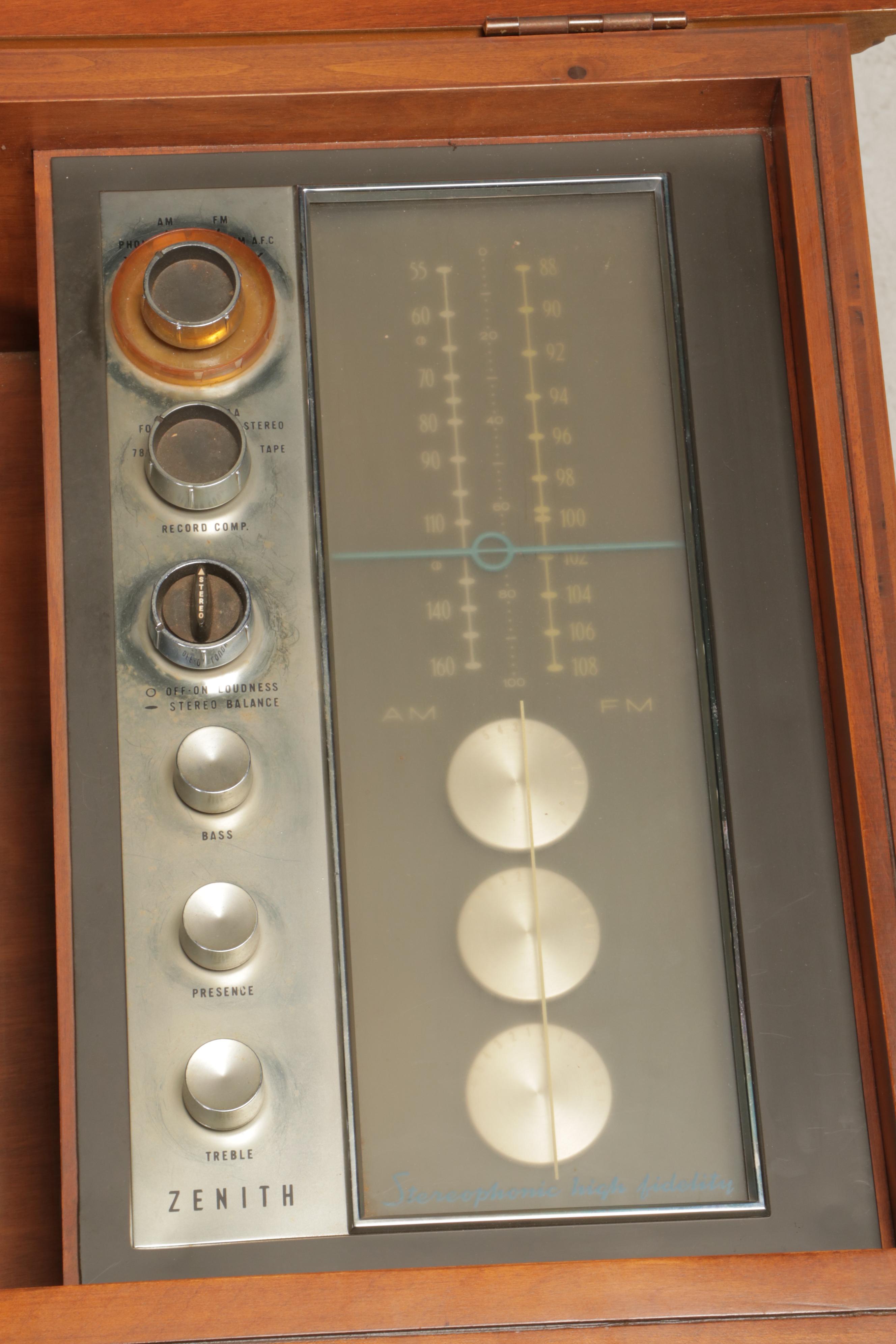 Zenith Stereophonic Hi-Fi Radio Phonograph and Speaker Cabinet, Mid-20th C