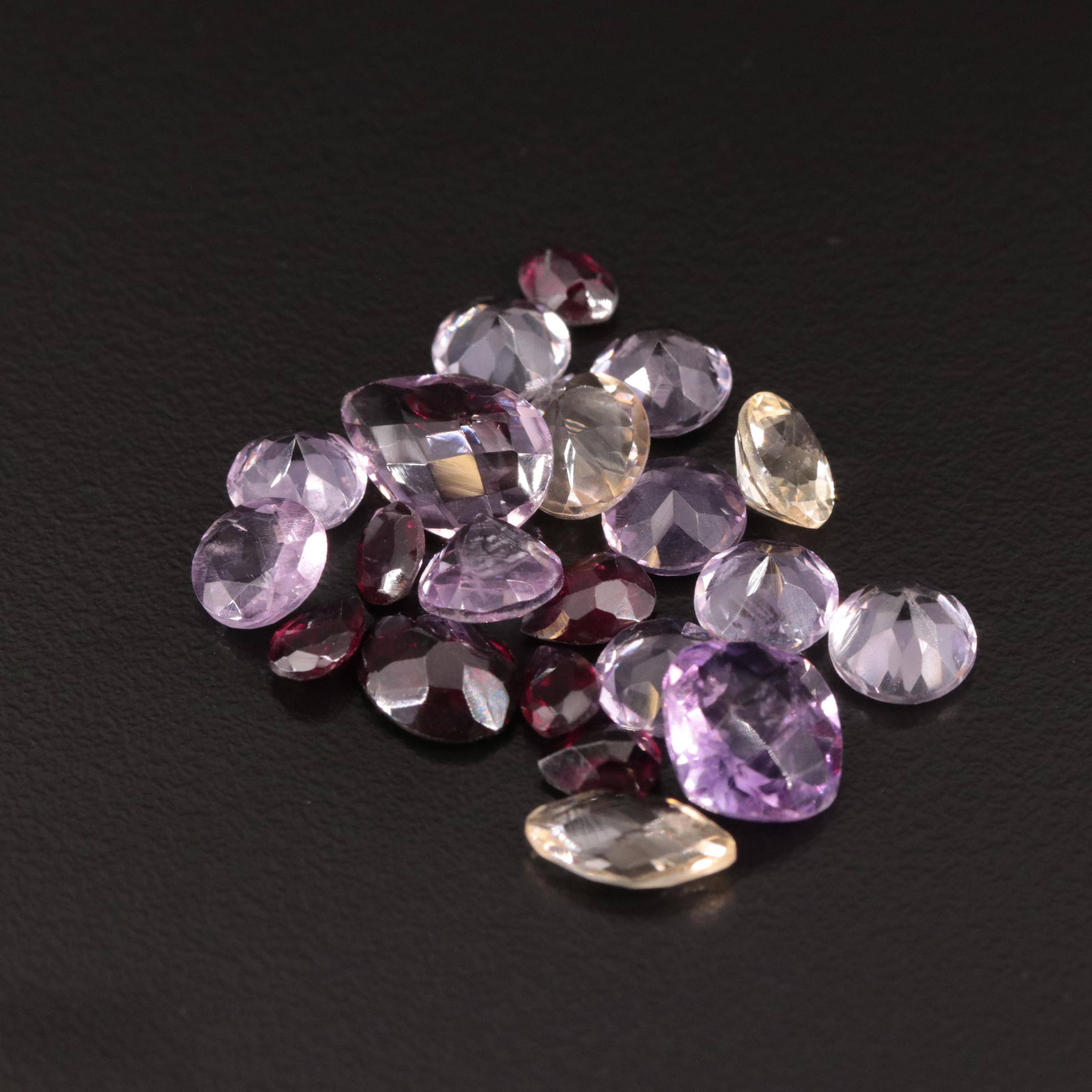 Loose 24.15 CTW Amethyst, Citrine and Garnet Lot