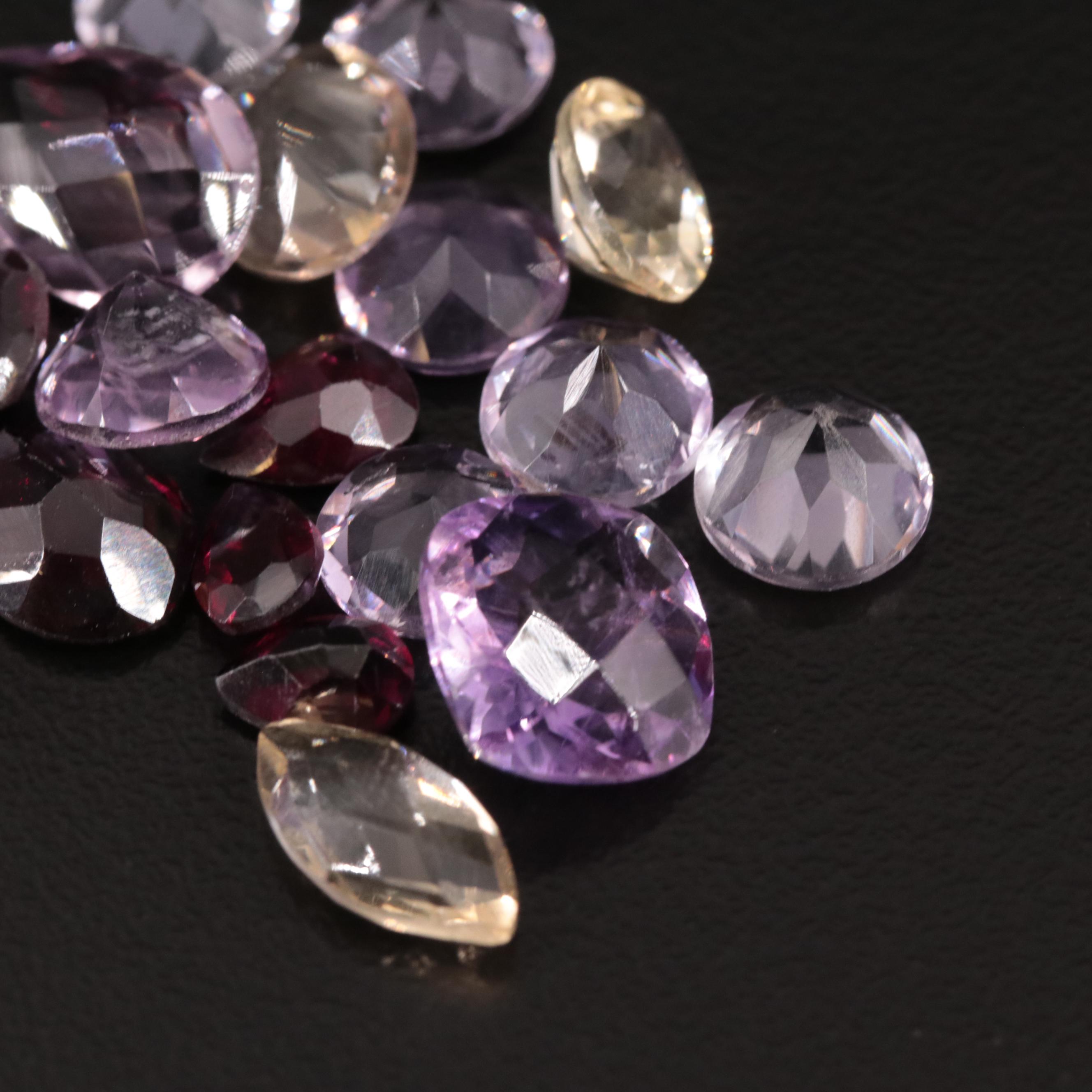 Loose 24.15 CTW Amethyst, Citrine and Garnet Lot