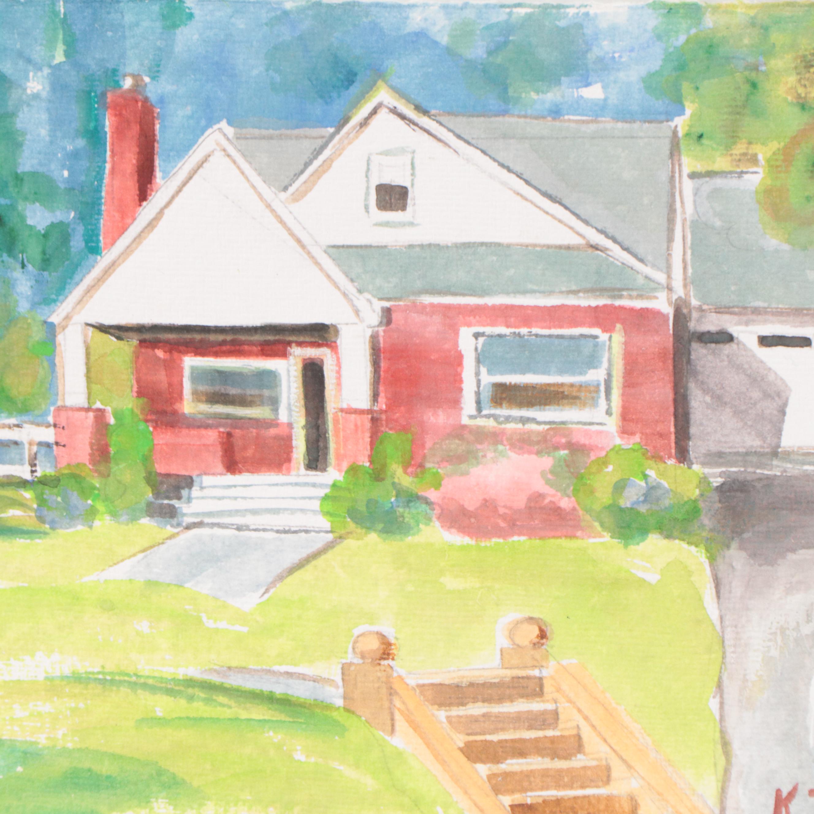 Kathleen Zimbicki Street View Watercolor Painting, 2020