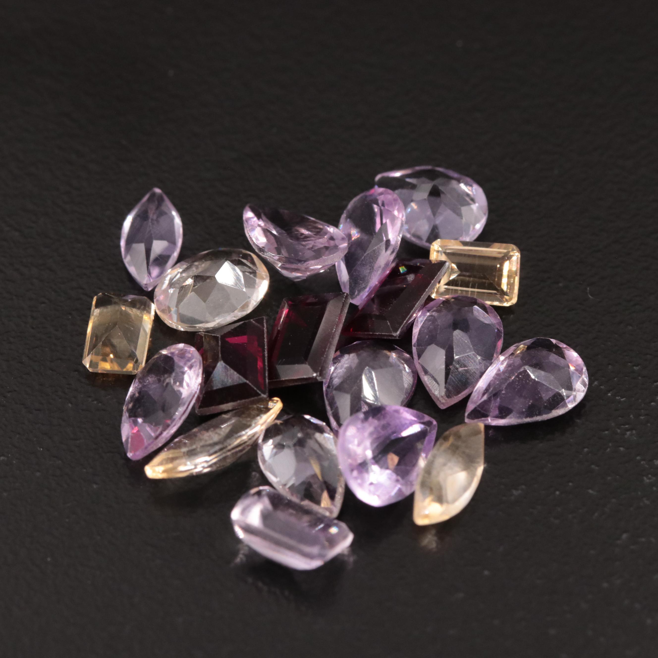 Loose 17.36 CTW Amethyst, Citrine and Garnet Lot