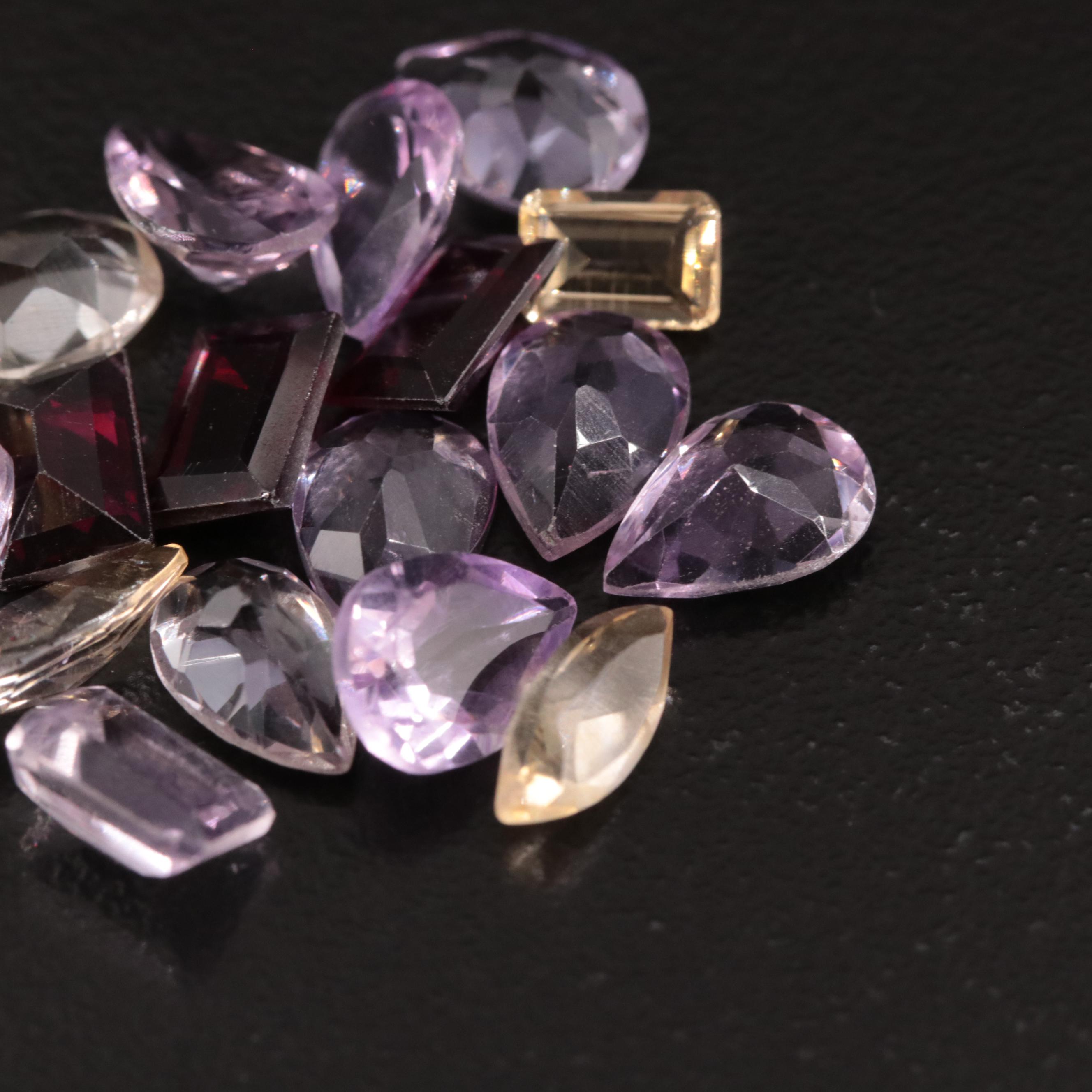 Loose 17.36 CTW Amethyst, Citrine and Garnet Lot