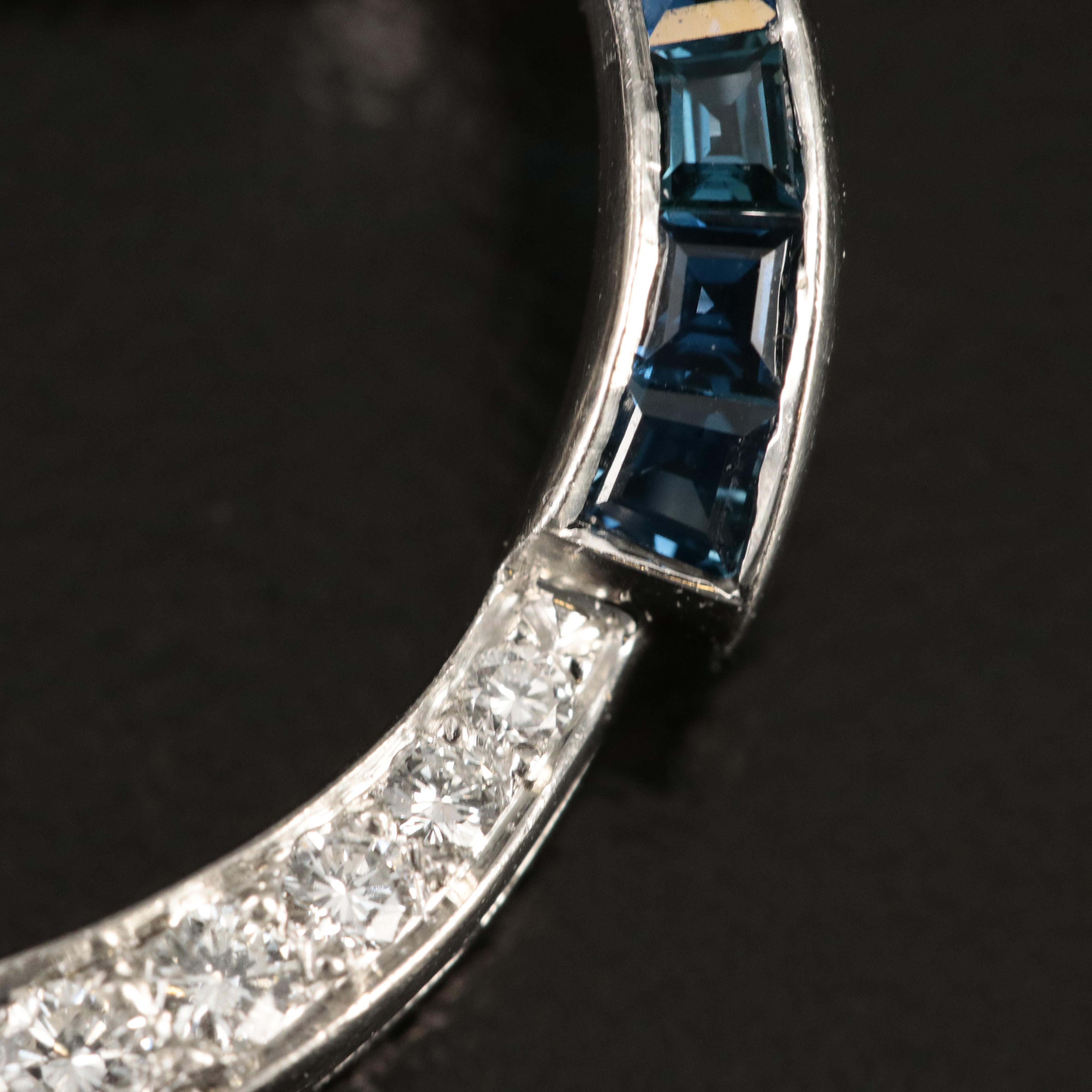 Platinum Diamond and Sapphire Circle Brooch