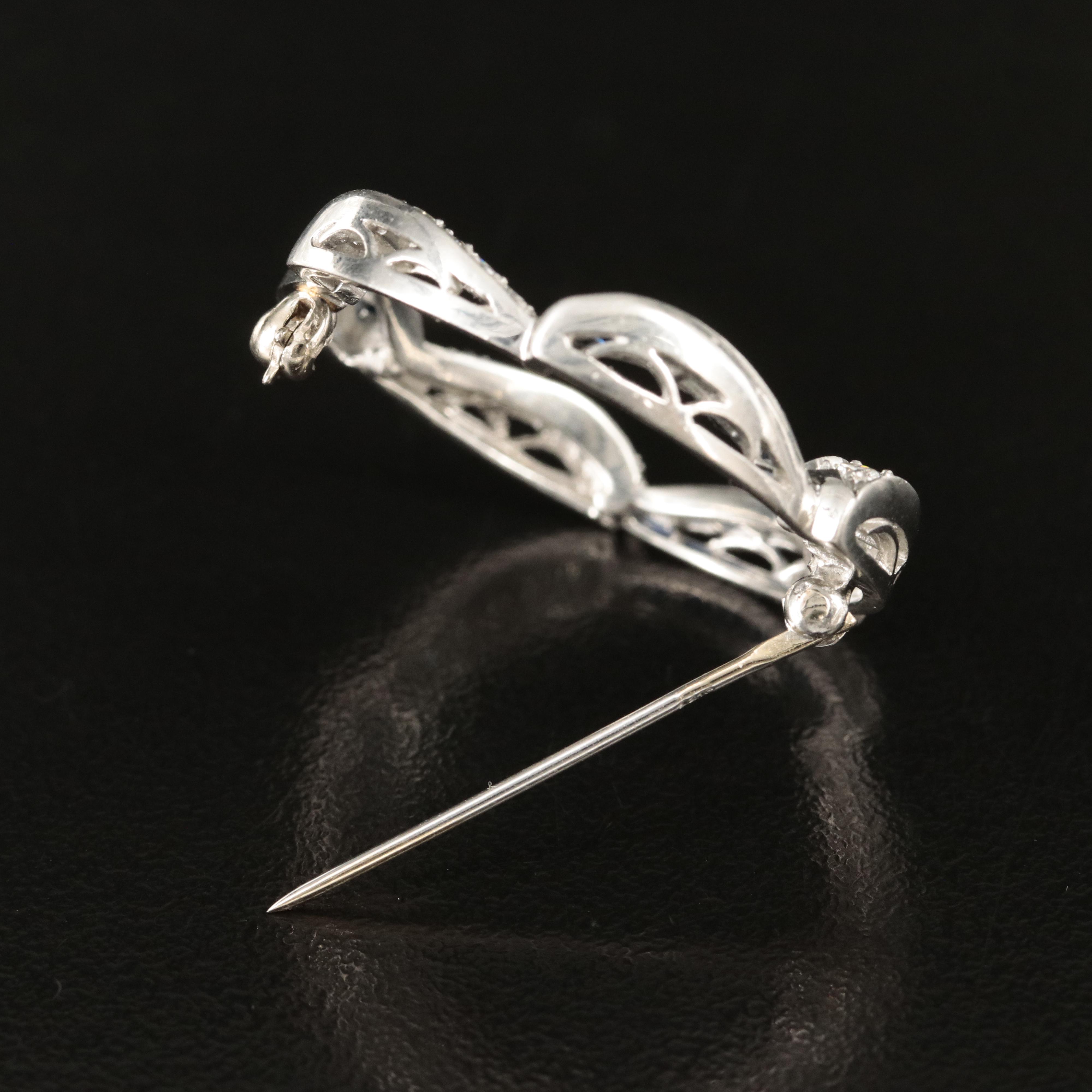 Platinum Diamond and Sapphire Circle Brooch