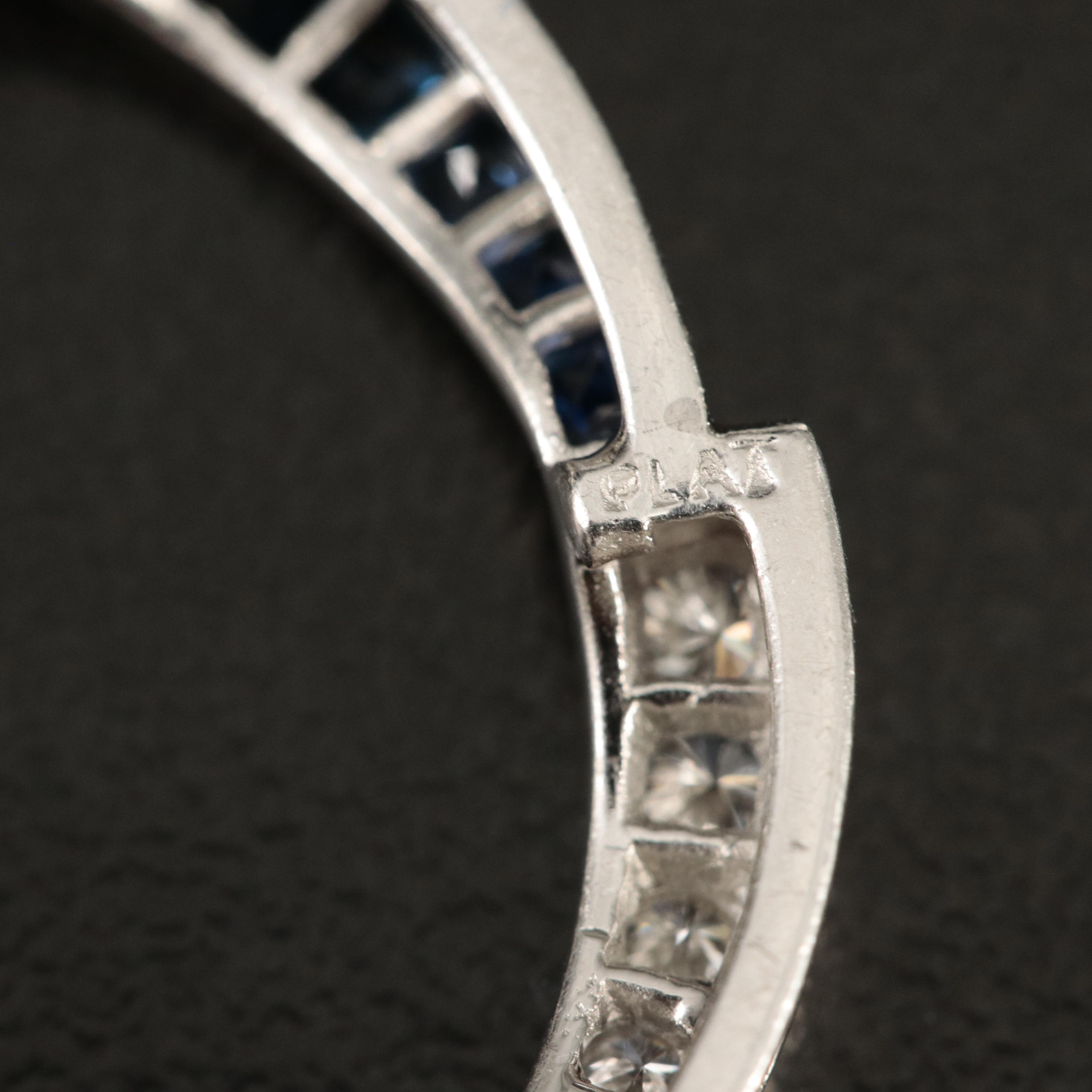Platinum Diamond and Sapphire Circle Brooch