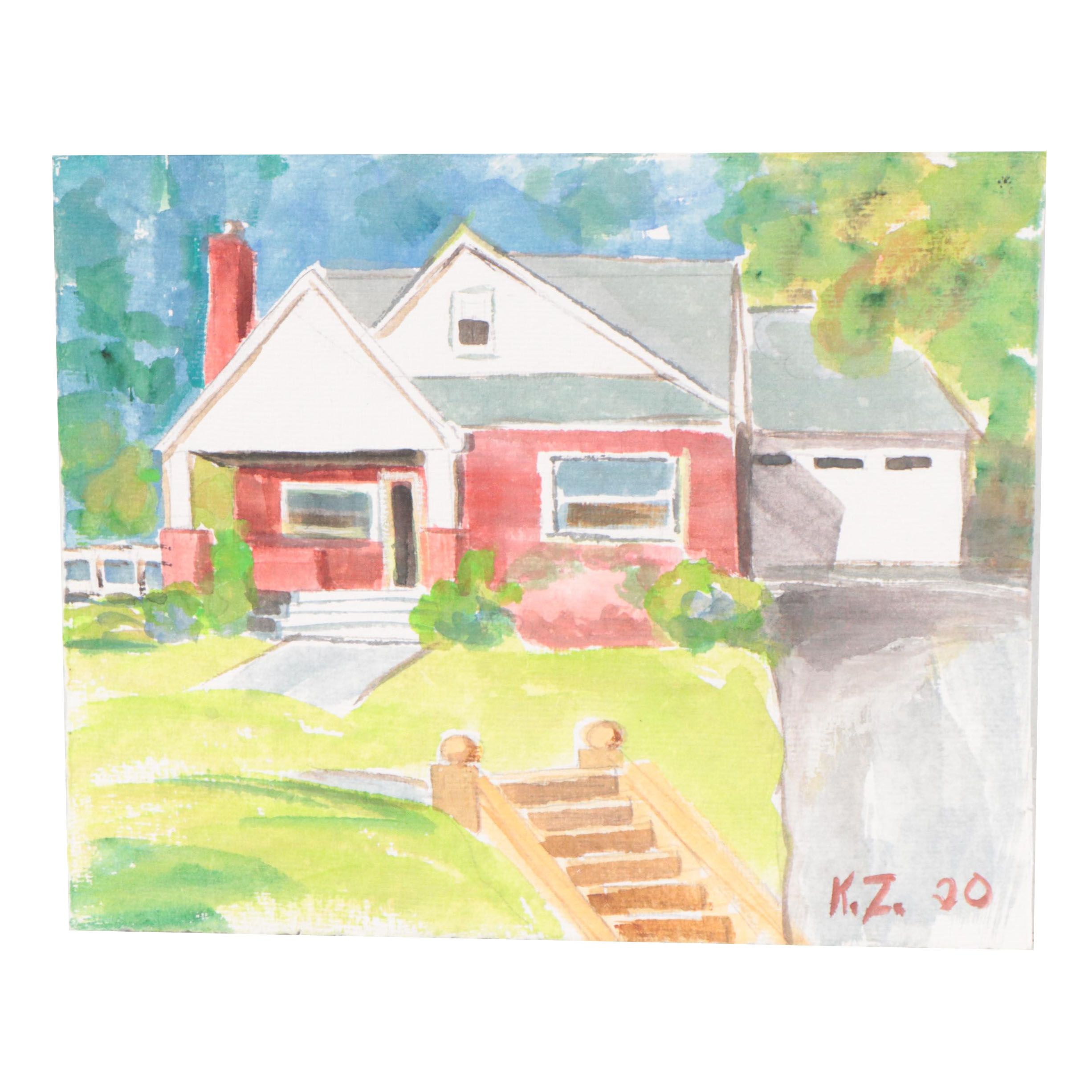 Kathleen Zimbicki Street View Watercolor Painting, 2020