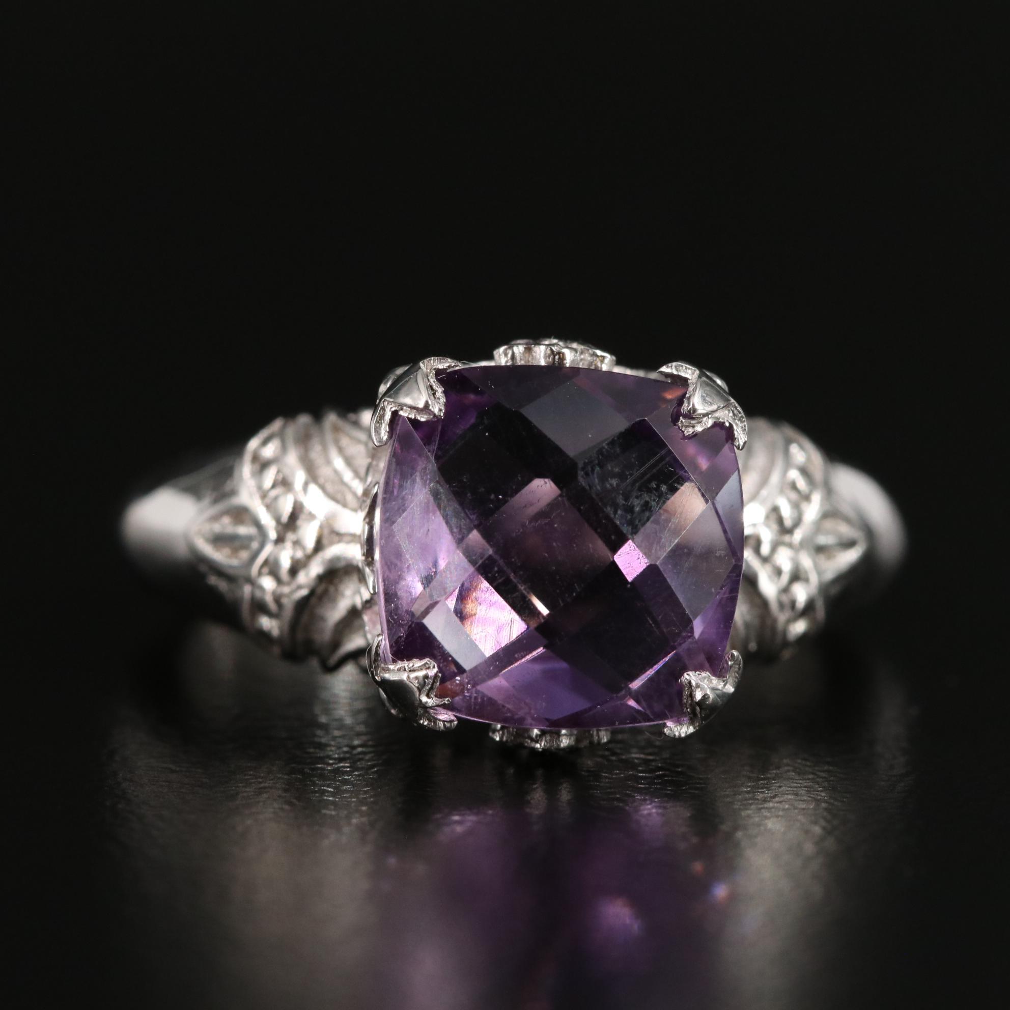 Sterling Amethyst Solitaire Ring