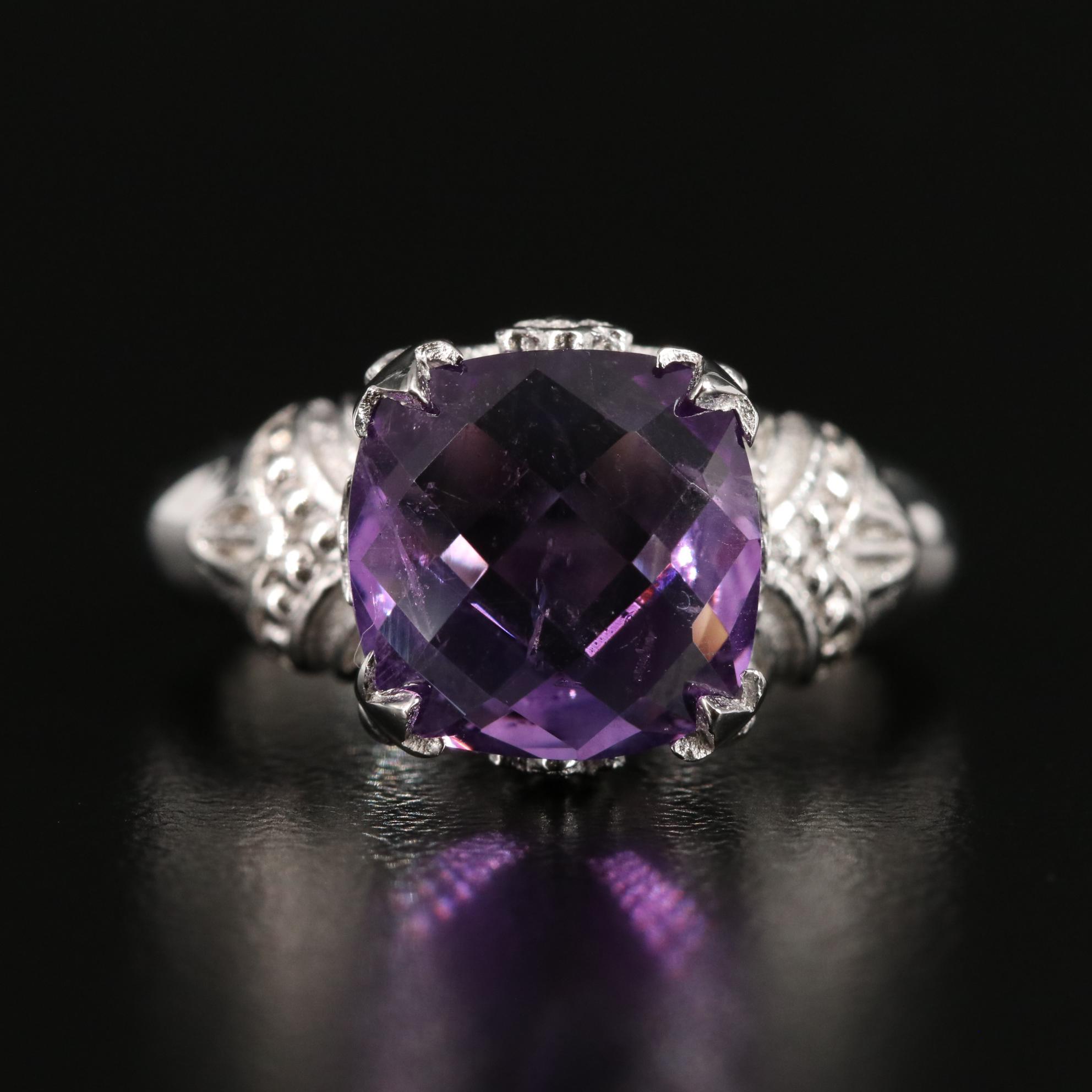 Sterling Amethyst Solitaire Ring