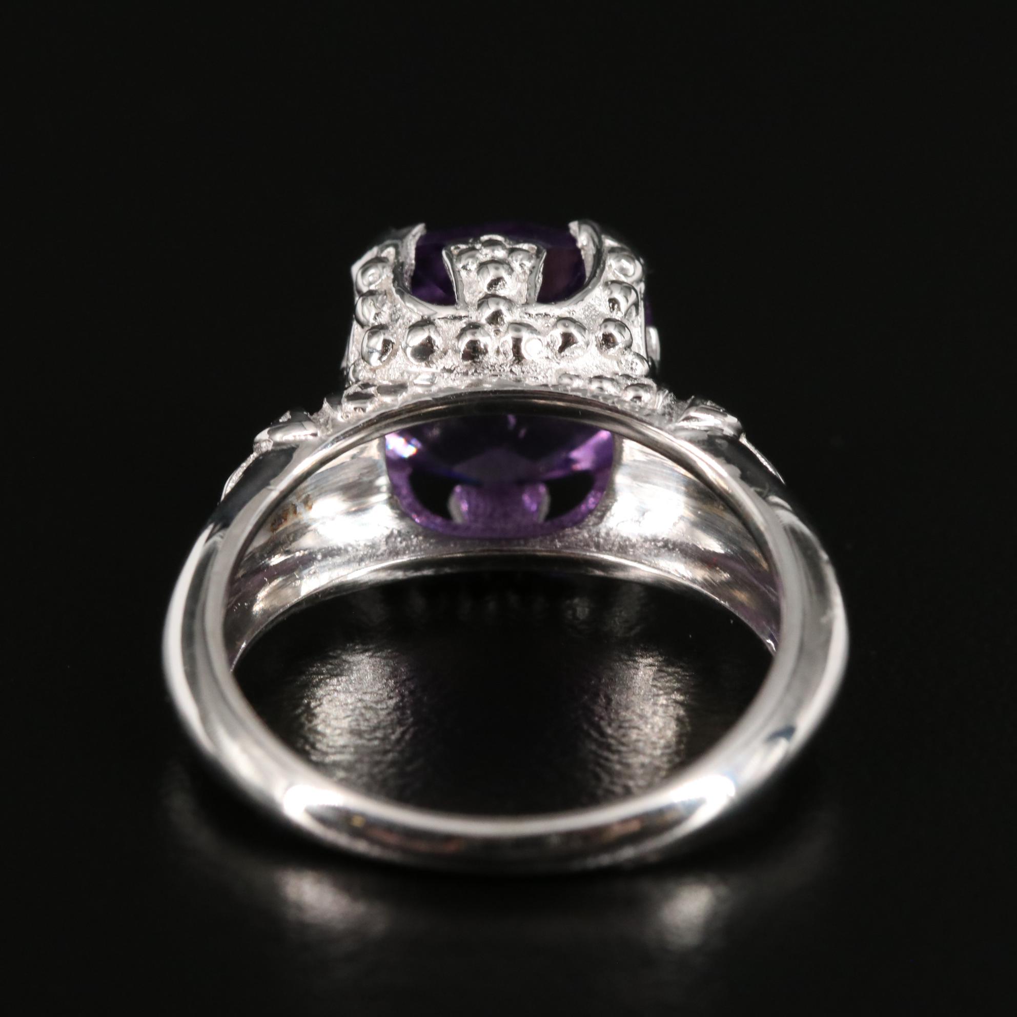 Sterling Amethyst Solitaire Ring