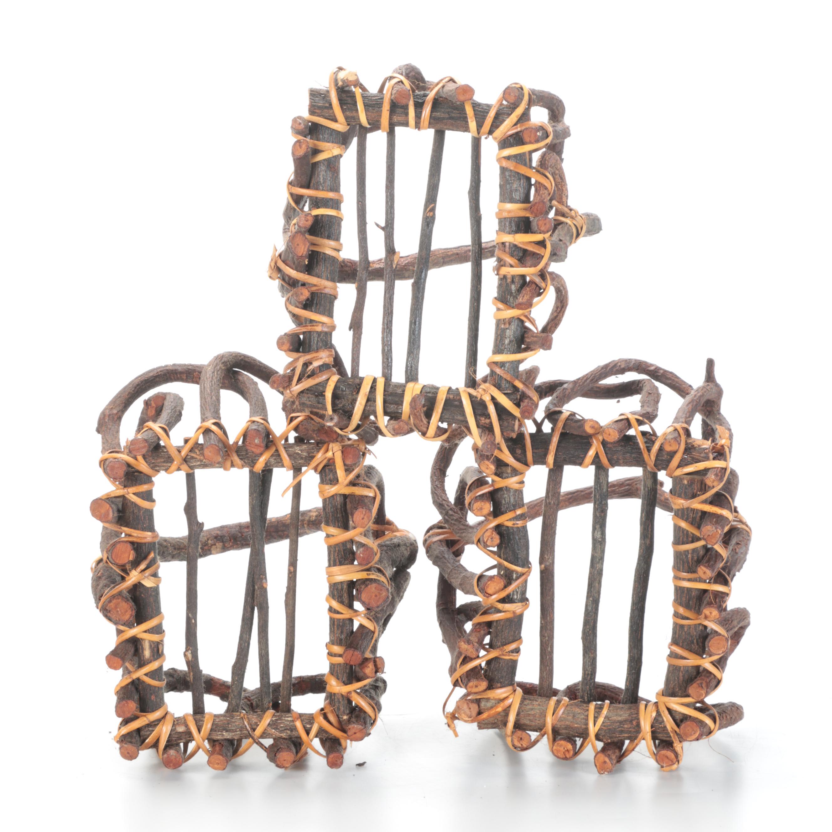 Bentwood Baskets With Copper and Bamboo Birdhouses