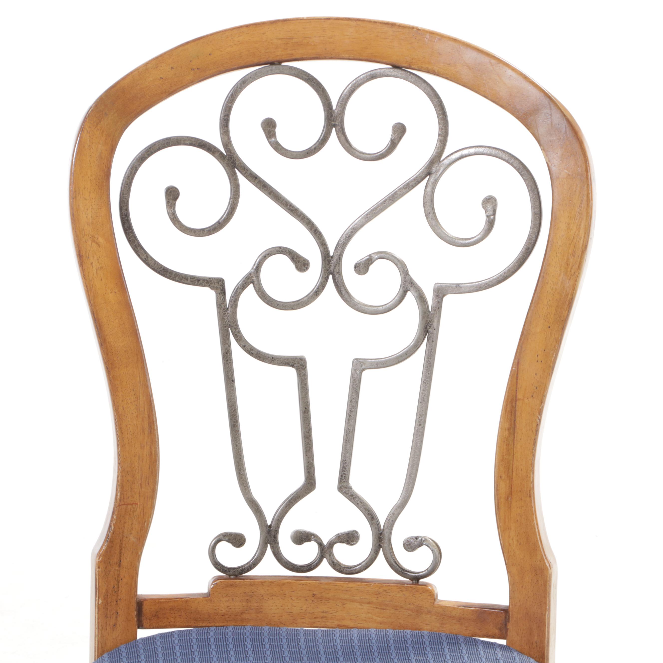 Four Ashley Furniture Metal-Mounted Hardwood Dining Side Chairs