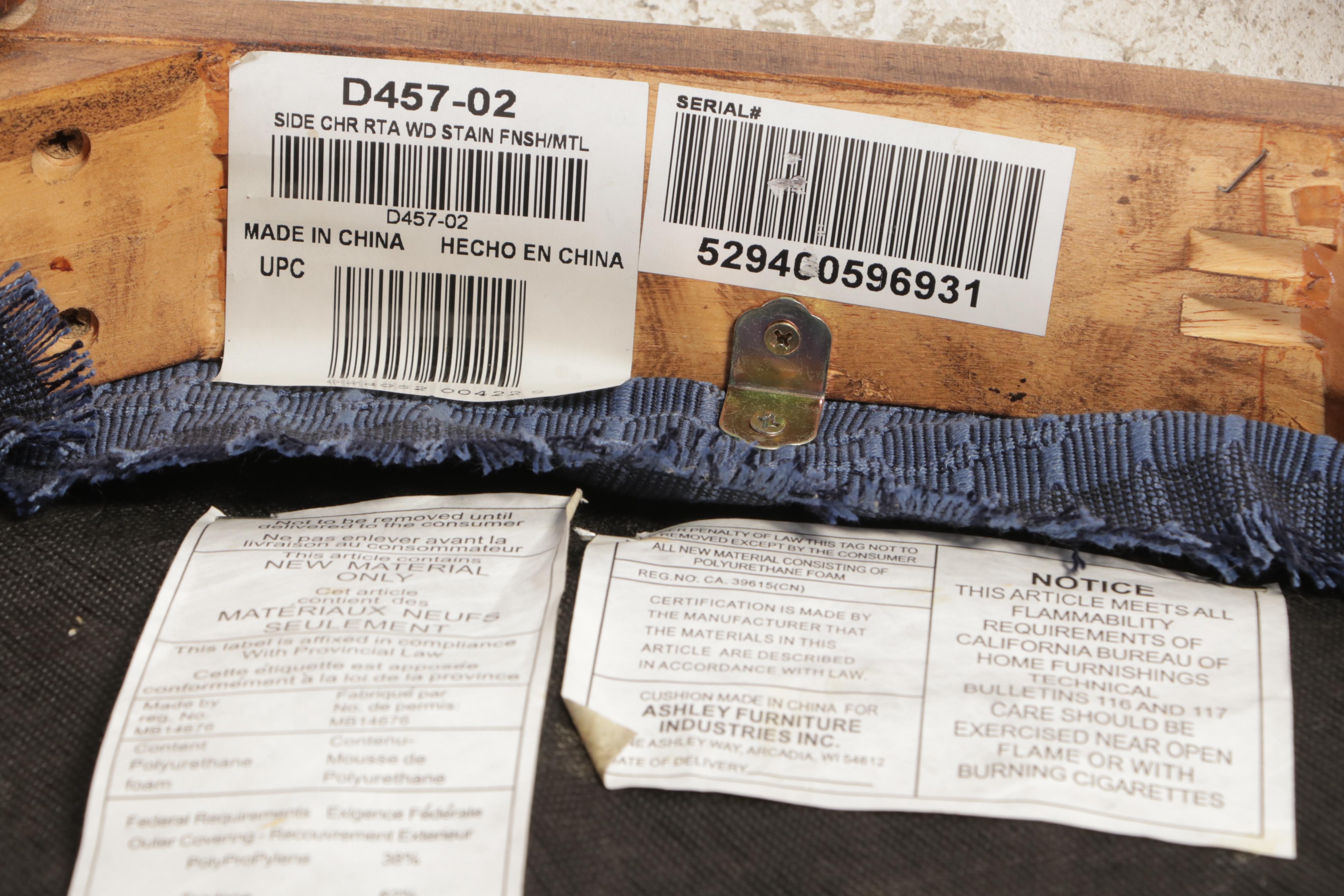 Four Ashley Furniture Metal-Mounted Hardwood Dining Side Chairs