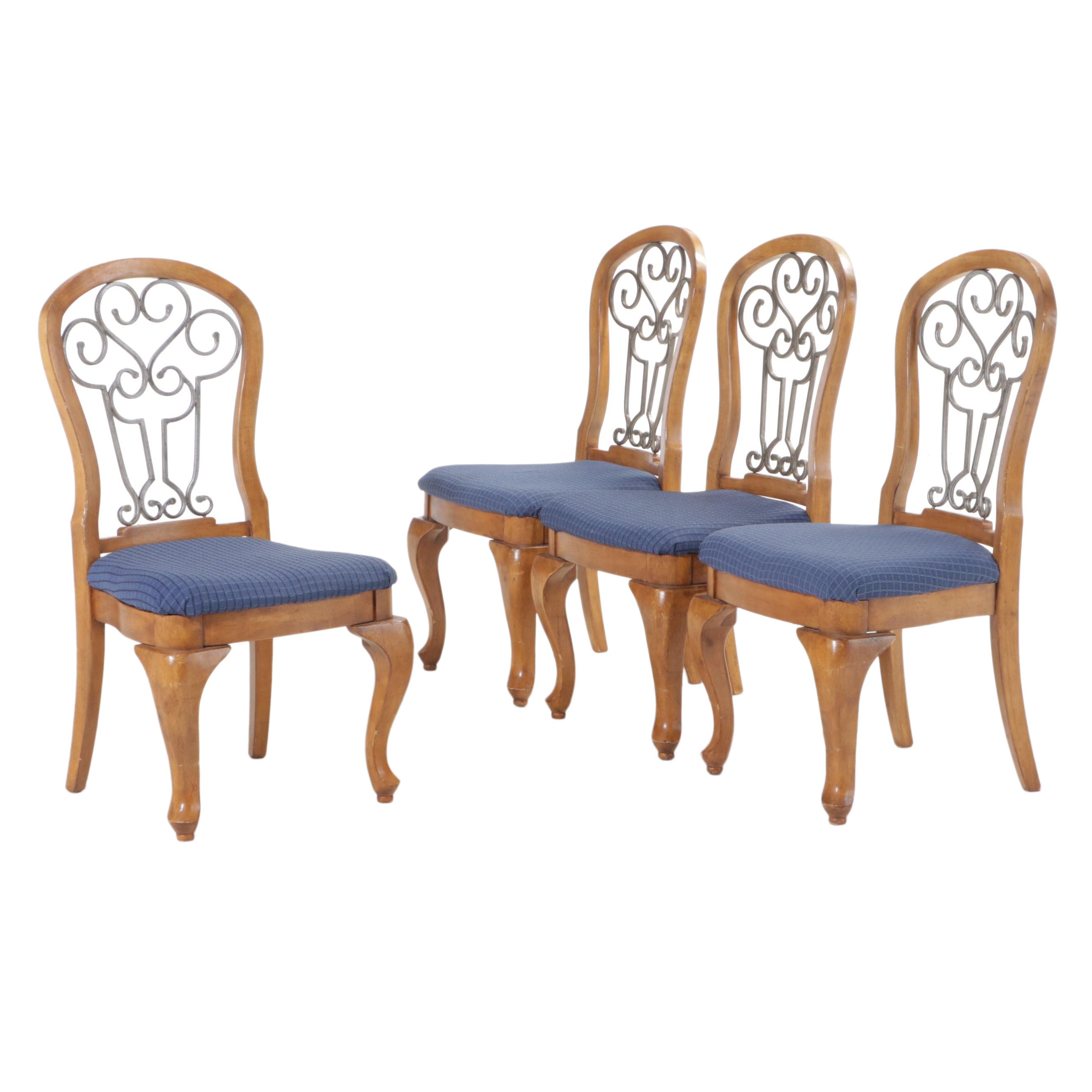Four Ashley Furniture Metal-Mounted Hardwood Dining Side Chairs