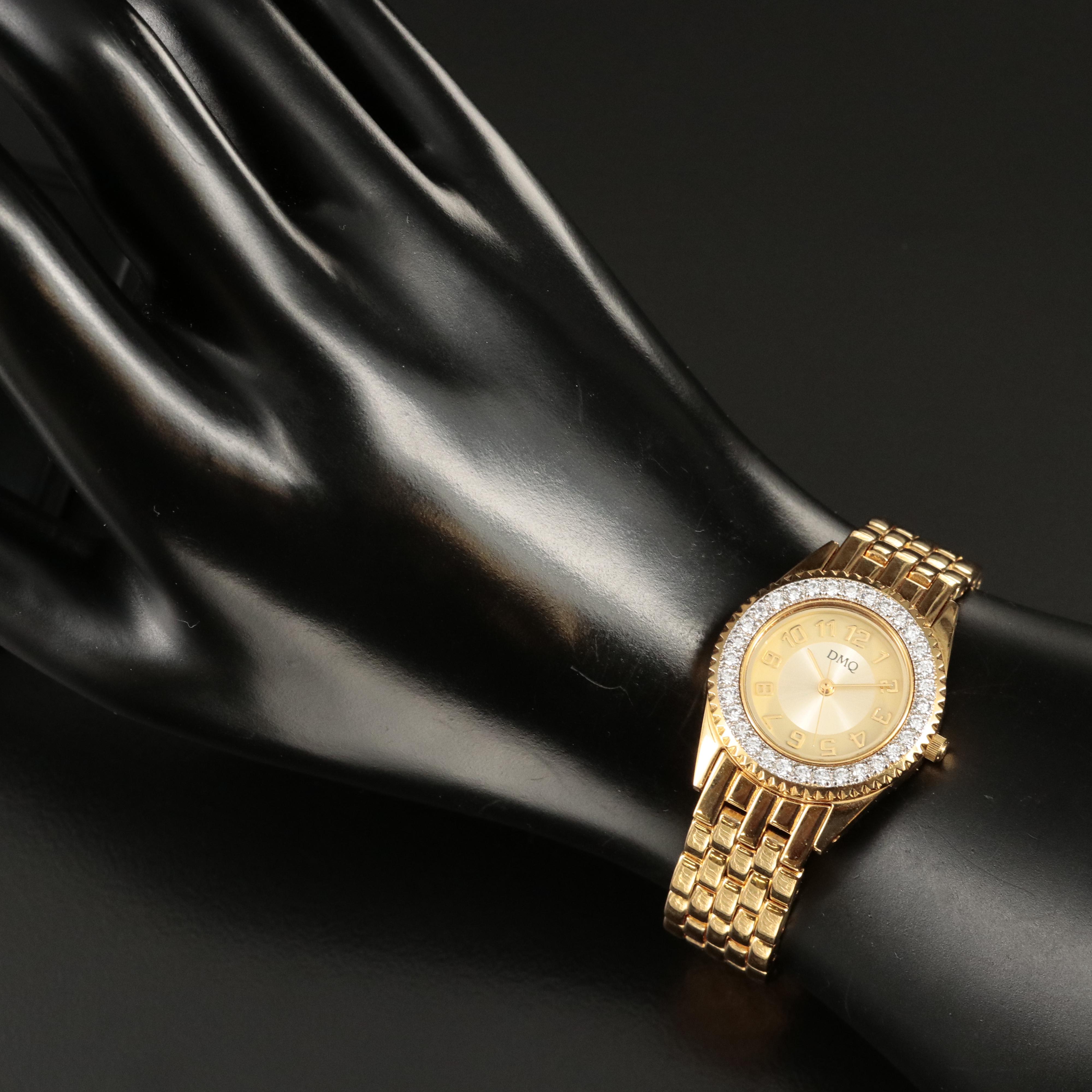 DMQ Cubic Zirconia Bezel Watch