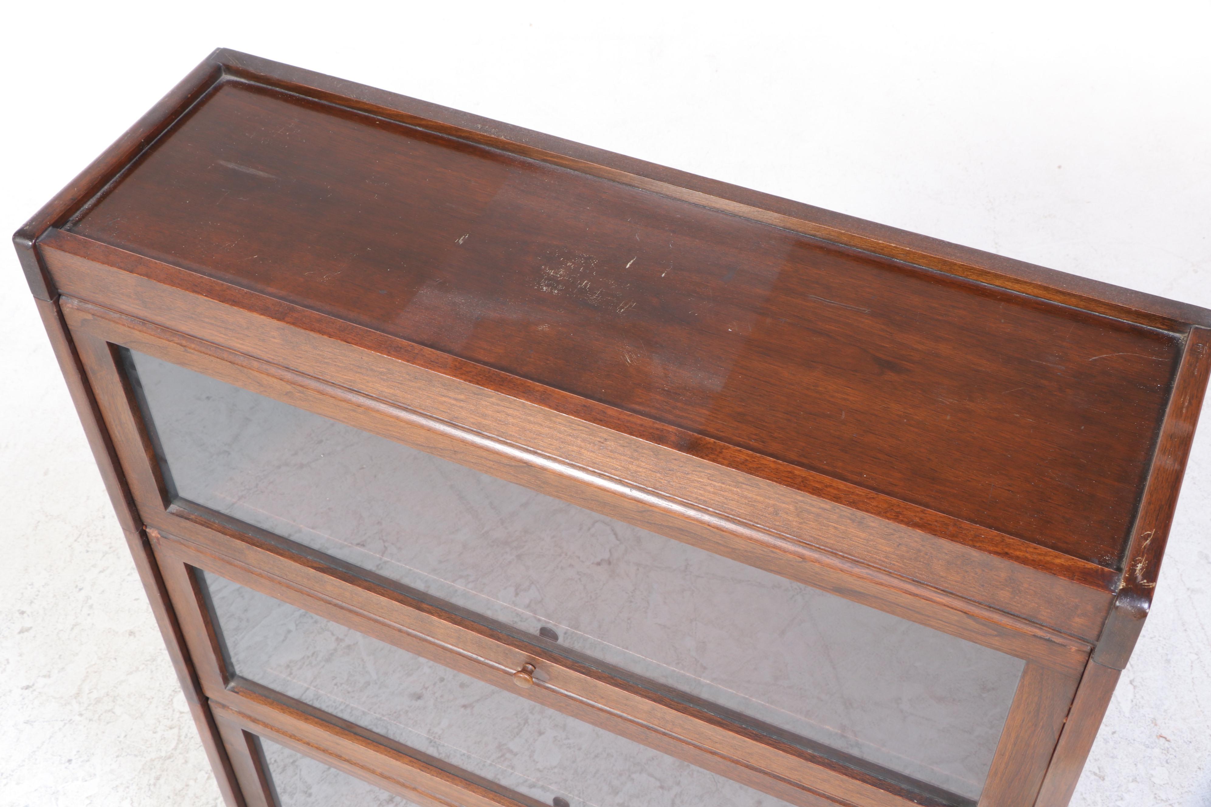 Lundstrom Walnut Three-Stack Barrister's Bookcase, Early 20th Century