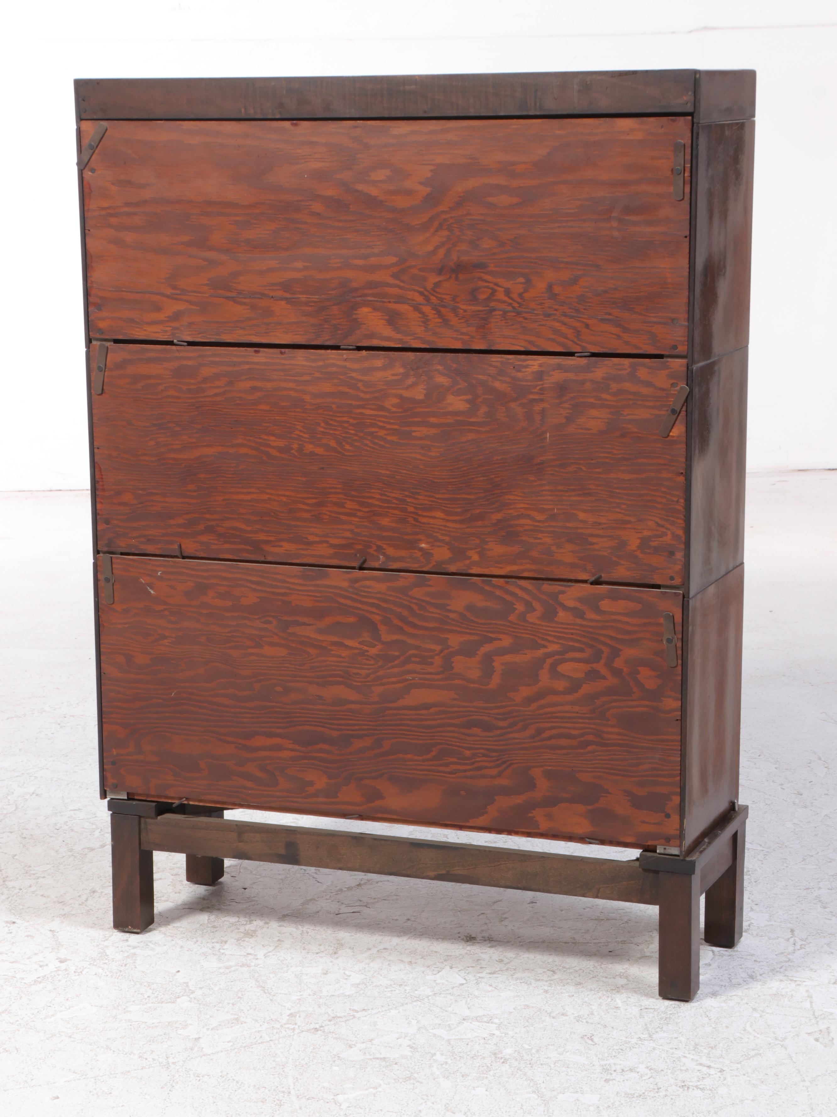 Lundstrom Walnut Three-Stack Barrister's Bookcase, Early 20th Century