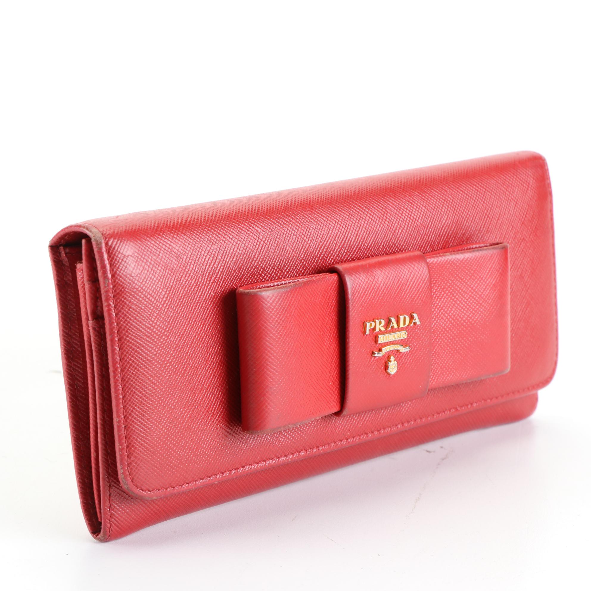 Prada Bow Wallet in Saffiano Leather