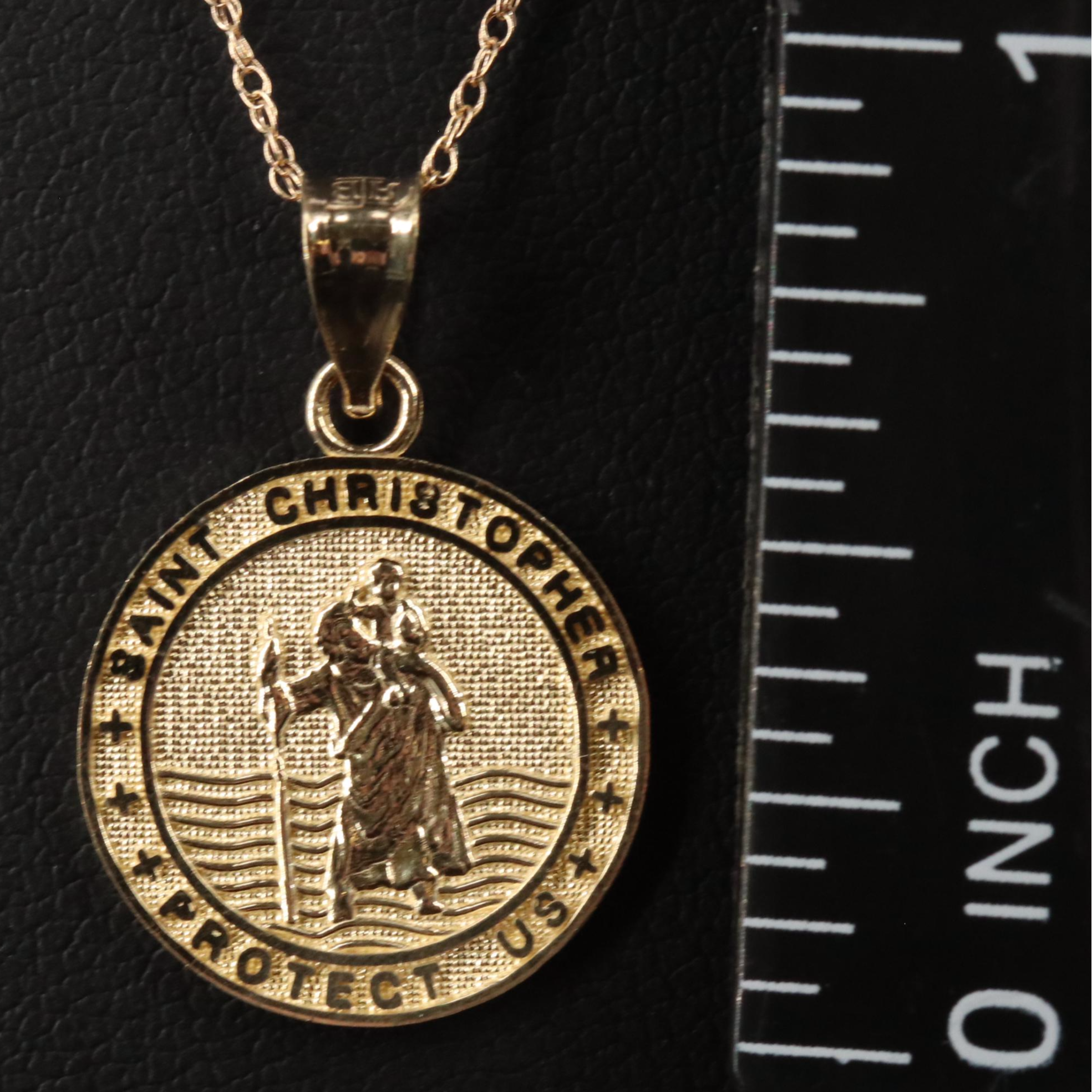 14K Saint Christopher Pendant Necklace