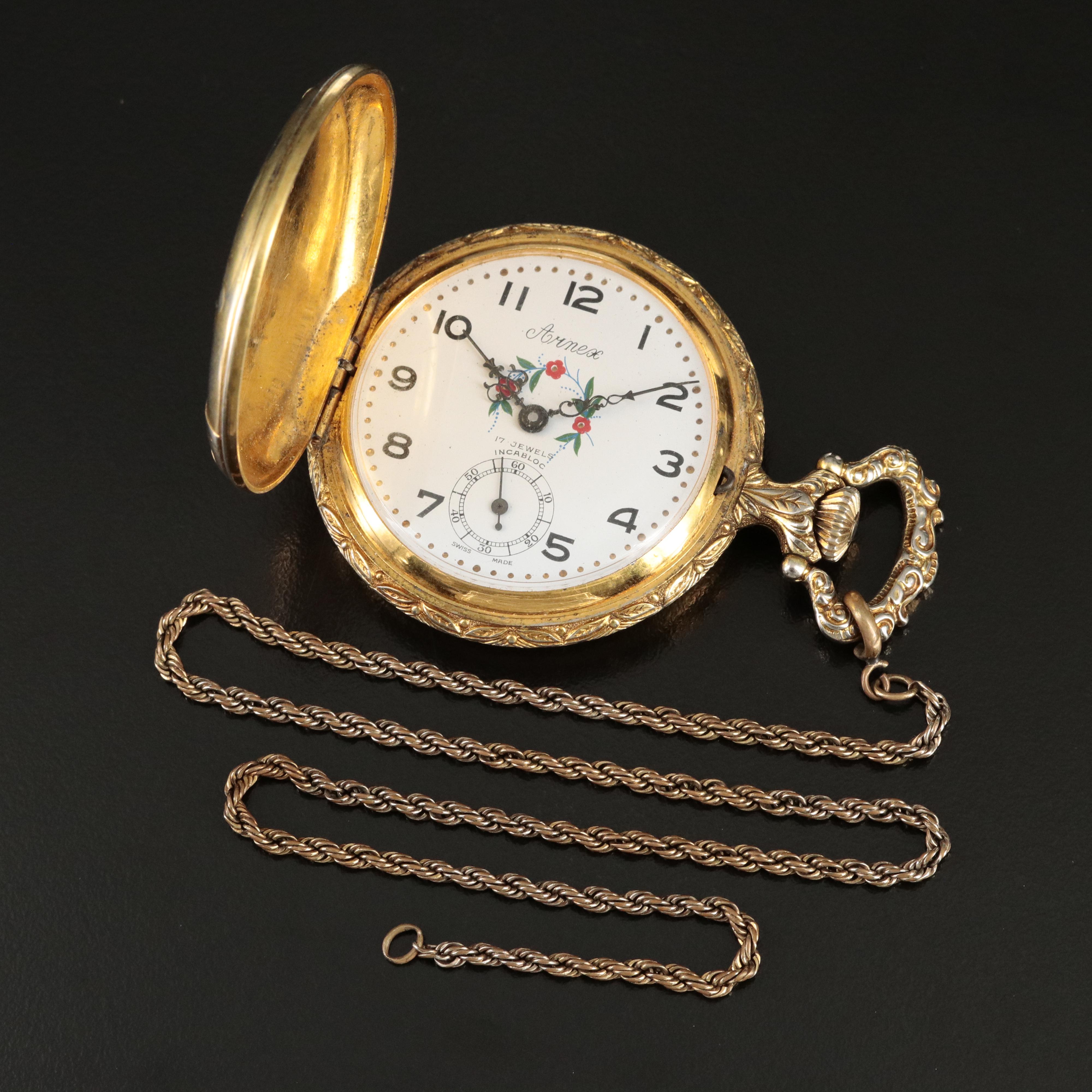 Vintage Arnex Incabloc Hunter Case Pocket Watch