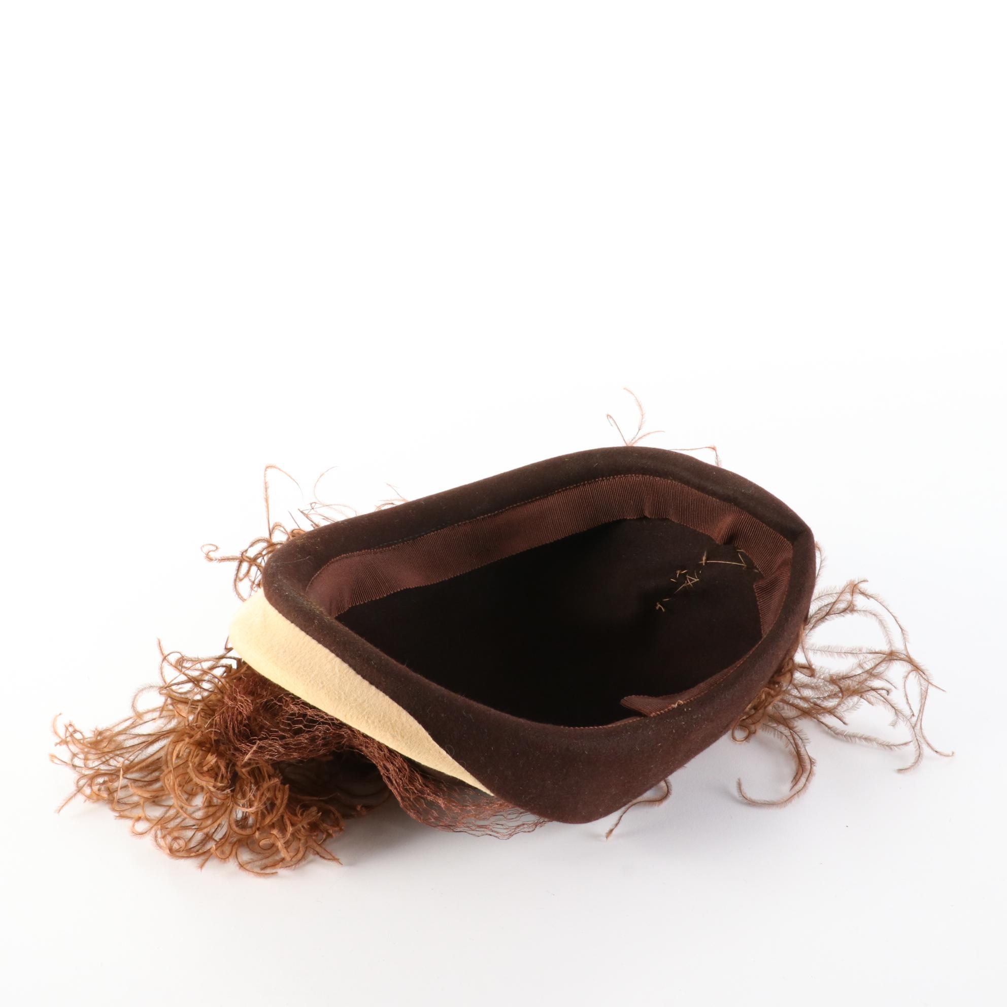 Whittall & Shon Wool Felt Breton Hat with Other Calot Feather Half Hats