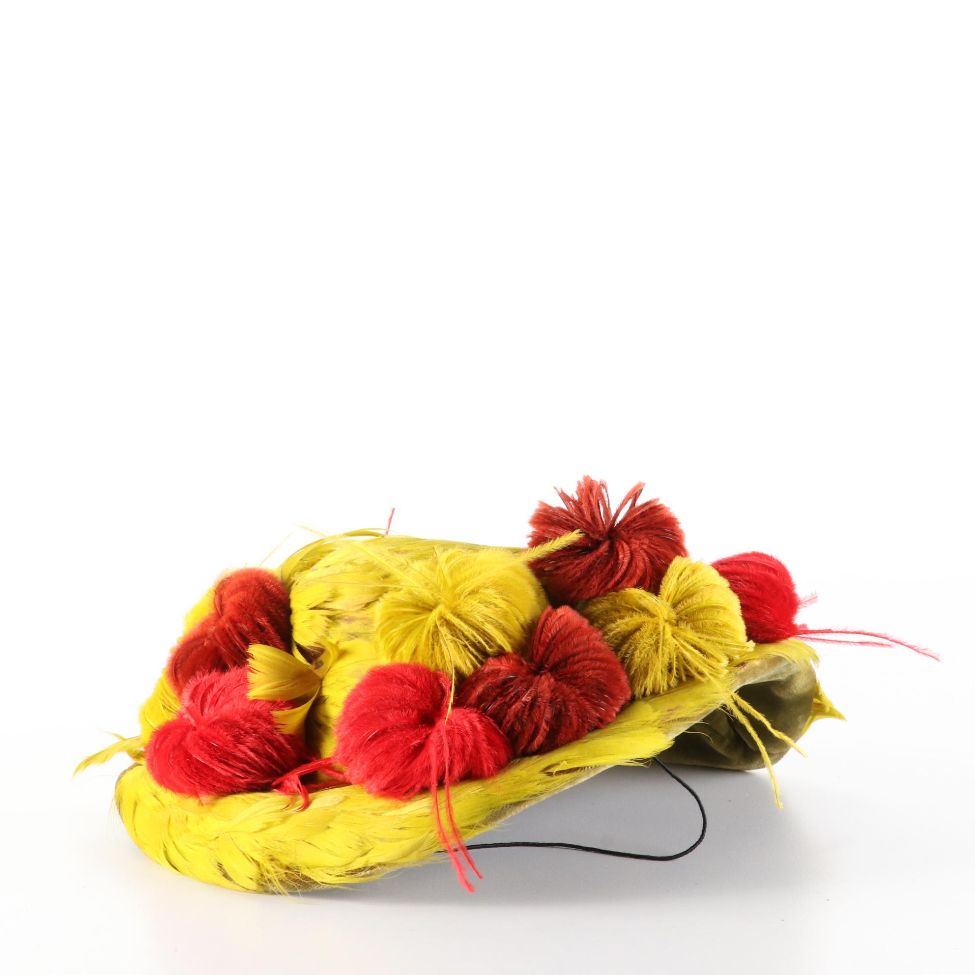 Whittall & Shon Wool Felt Breton Hat with Other Calot Feather Half Hats