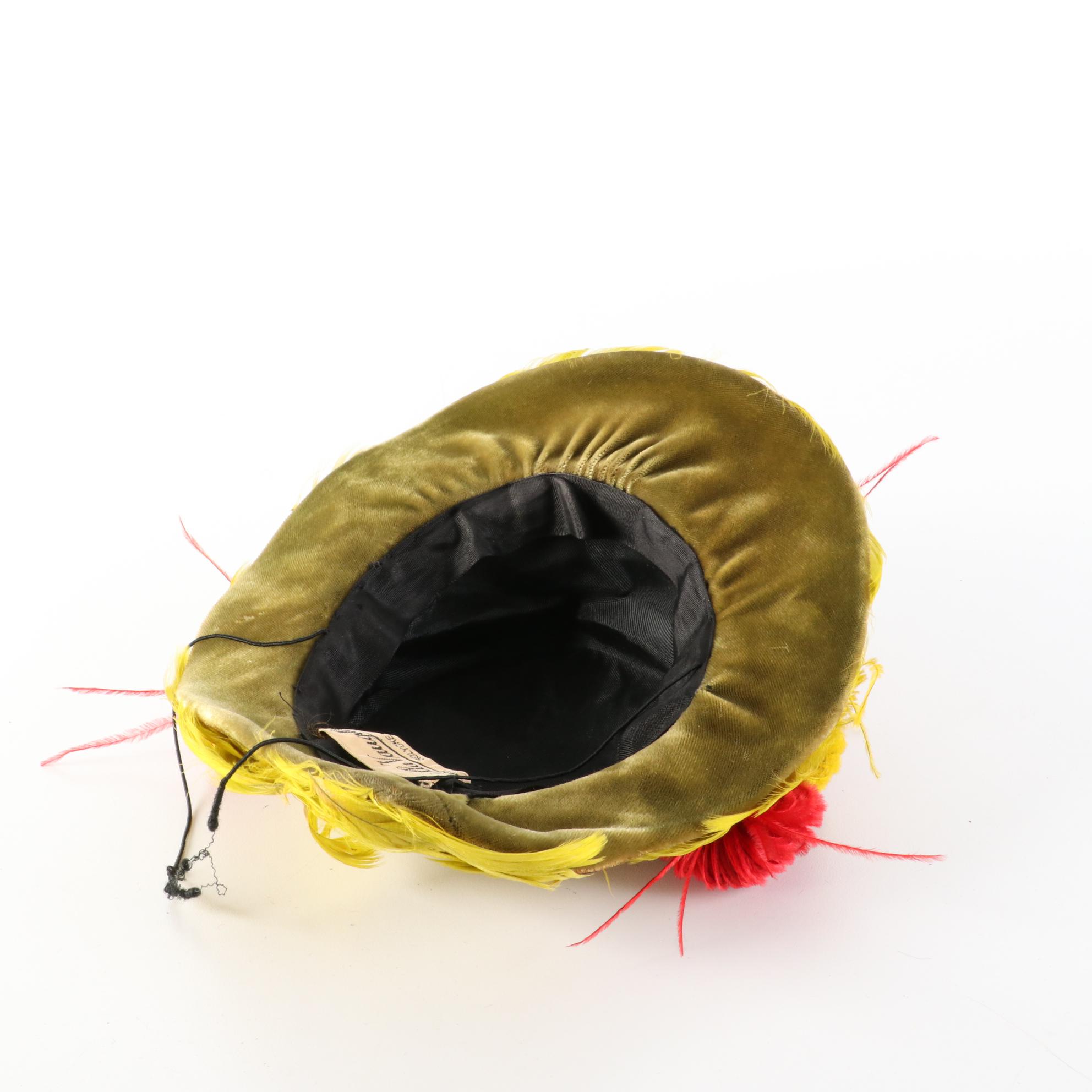 Whittall & Shon Wool Felt Breton Hat with Other Calot Feather Half Hats