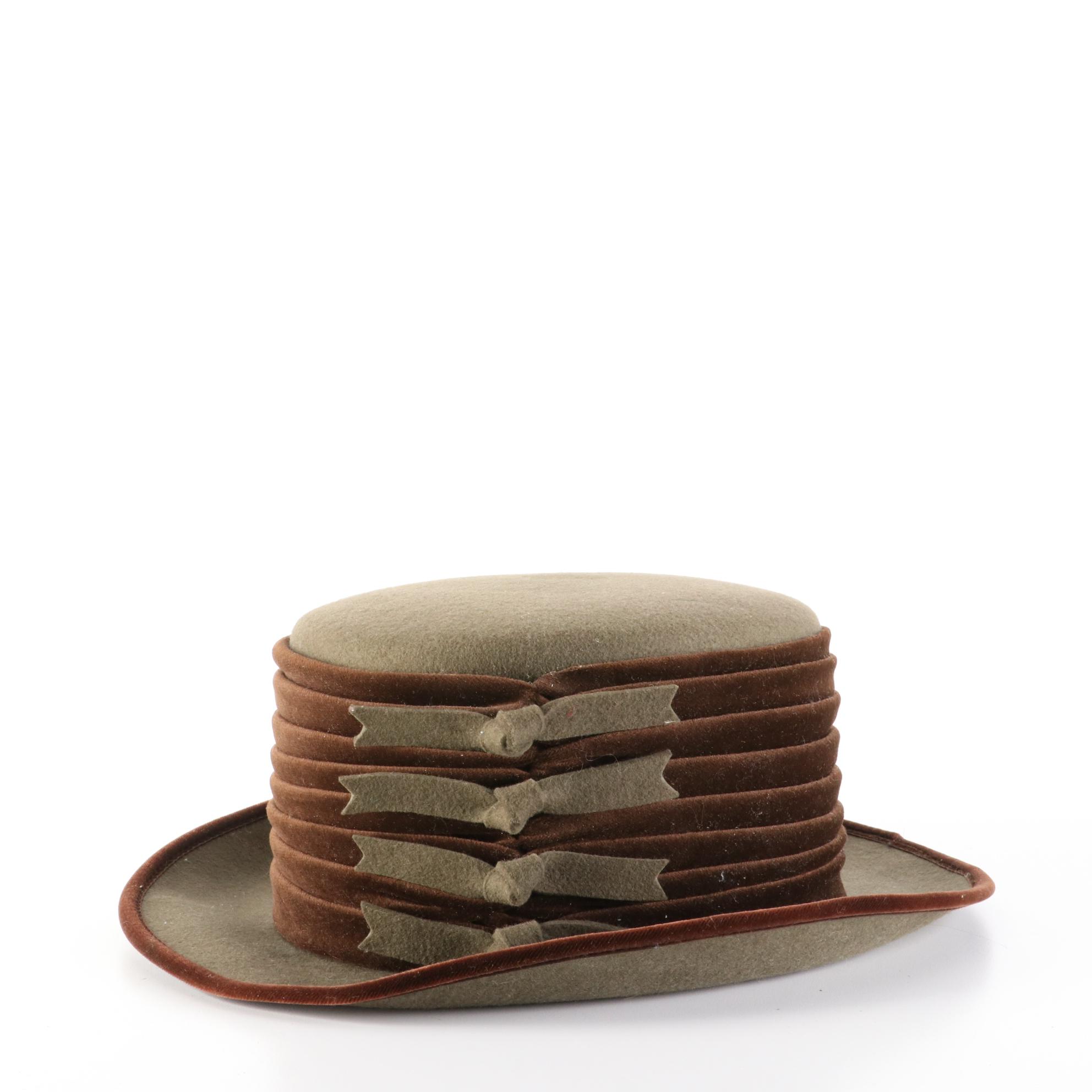 Whittall & Shon Wool Felt Breton Hat with Other Calot Feather Half Hats