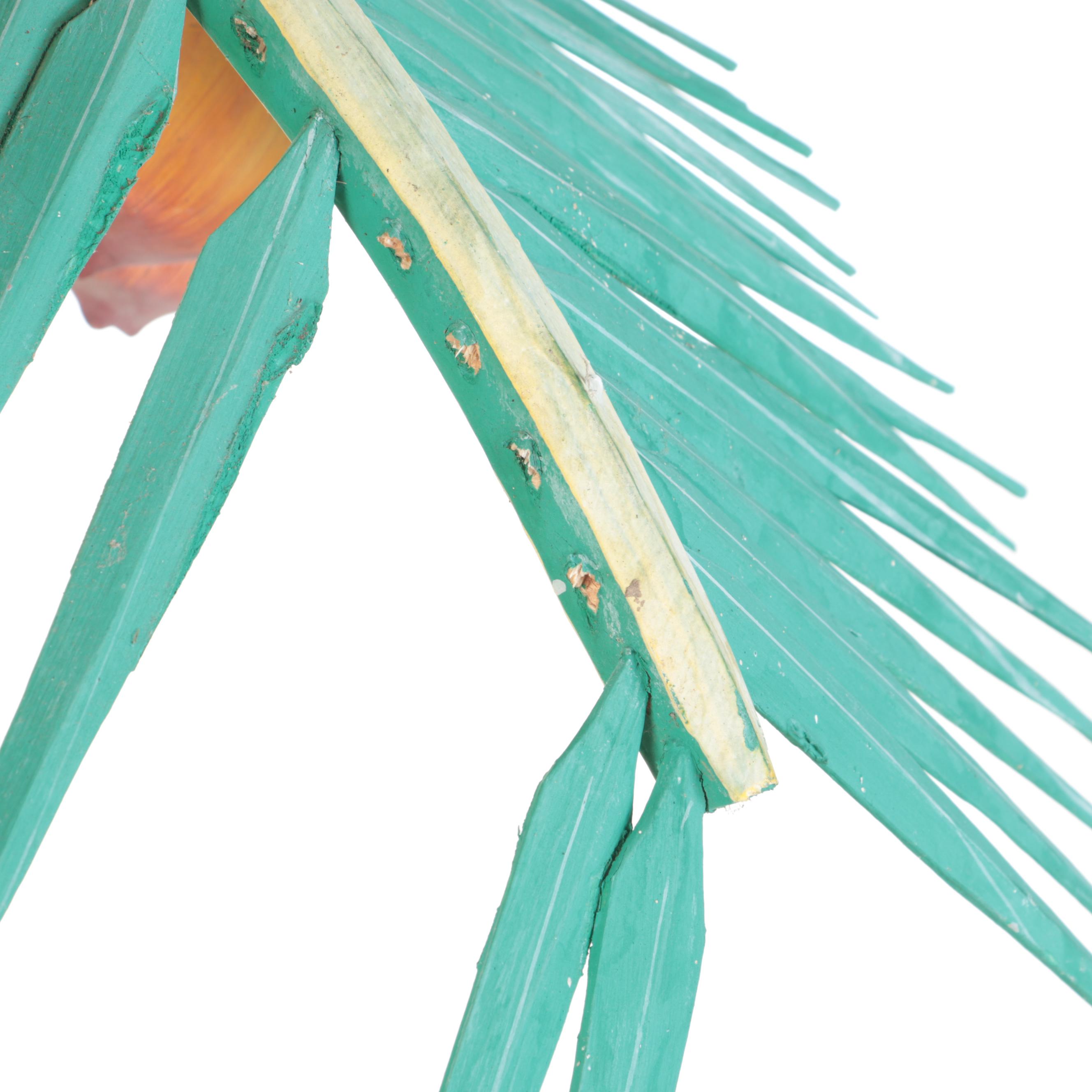 Polychrome Painted Carved Wood Palm Tree