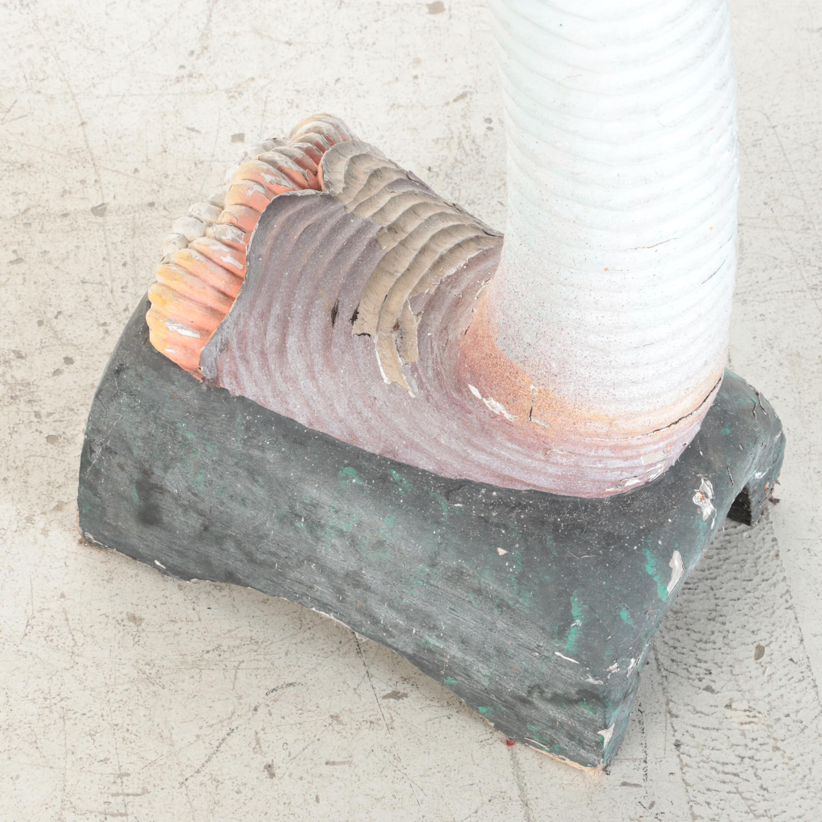 Polychrome Painted Carved Wood Palm Tree