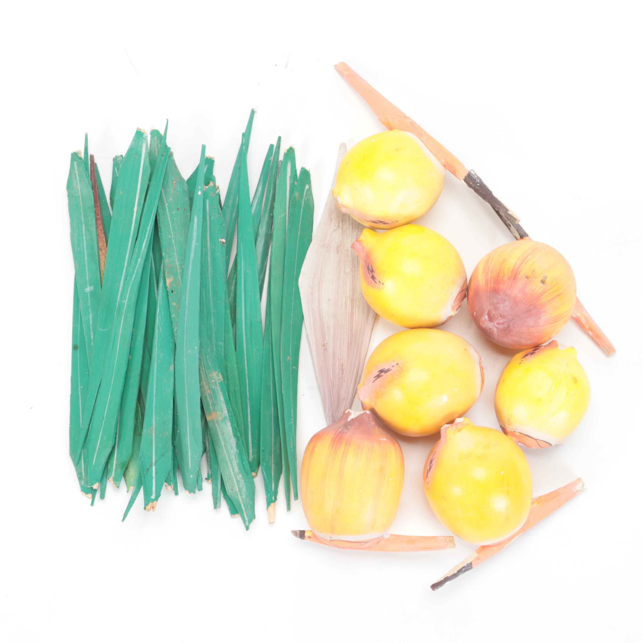 Polychrome Painted Carved Wood Palm Tree