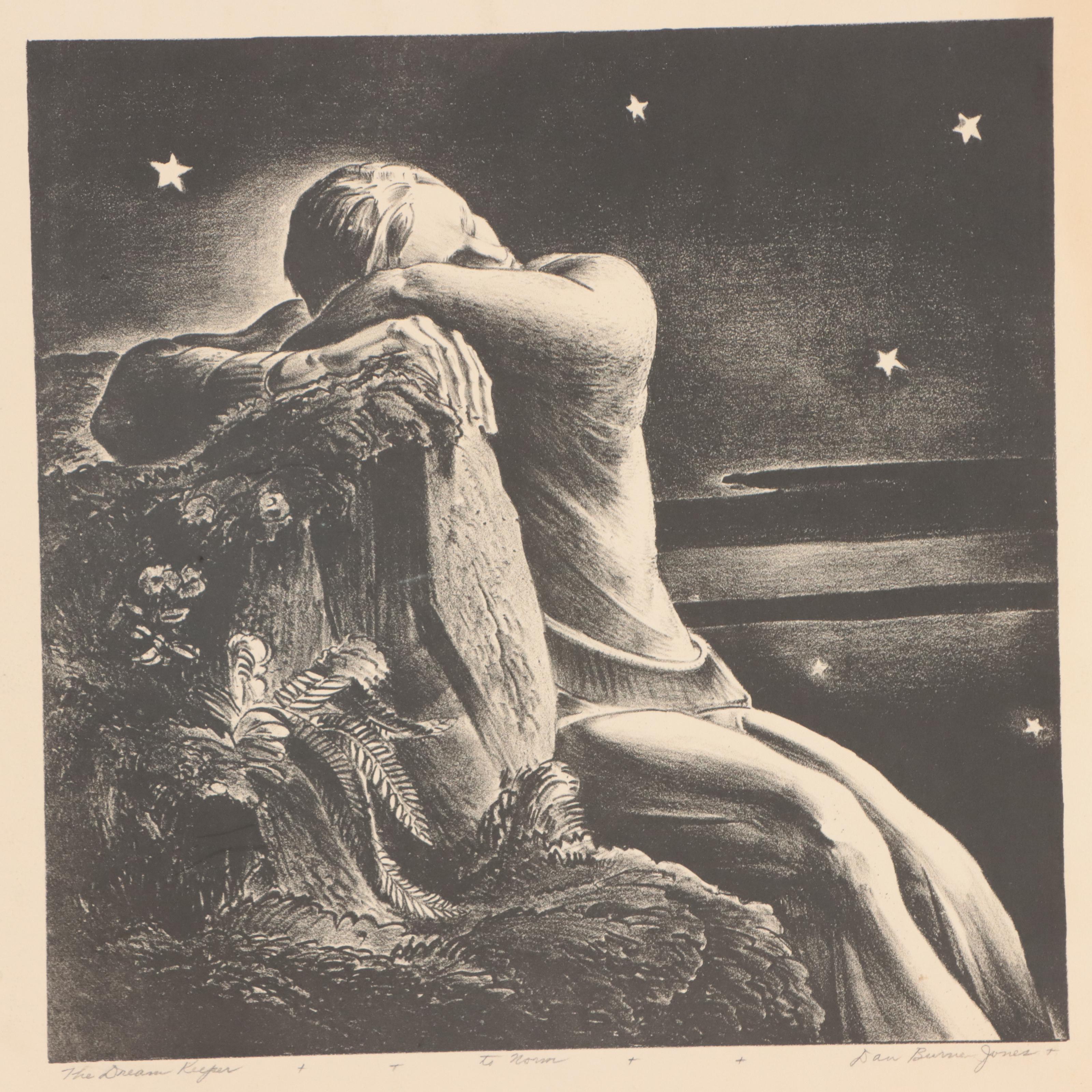 Dan Burne Jones Figural Lithograph "The Dream Keeper"