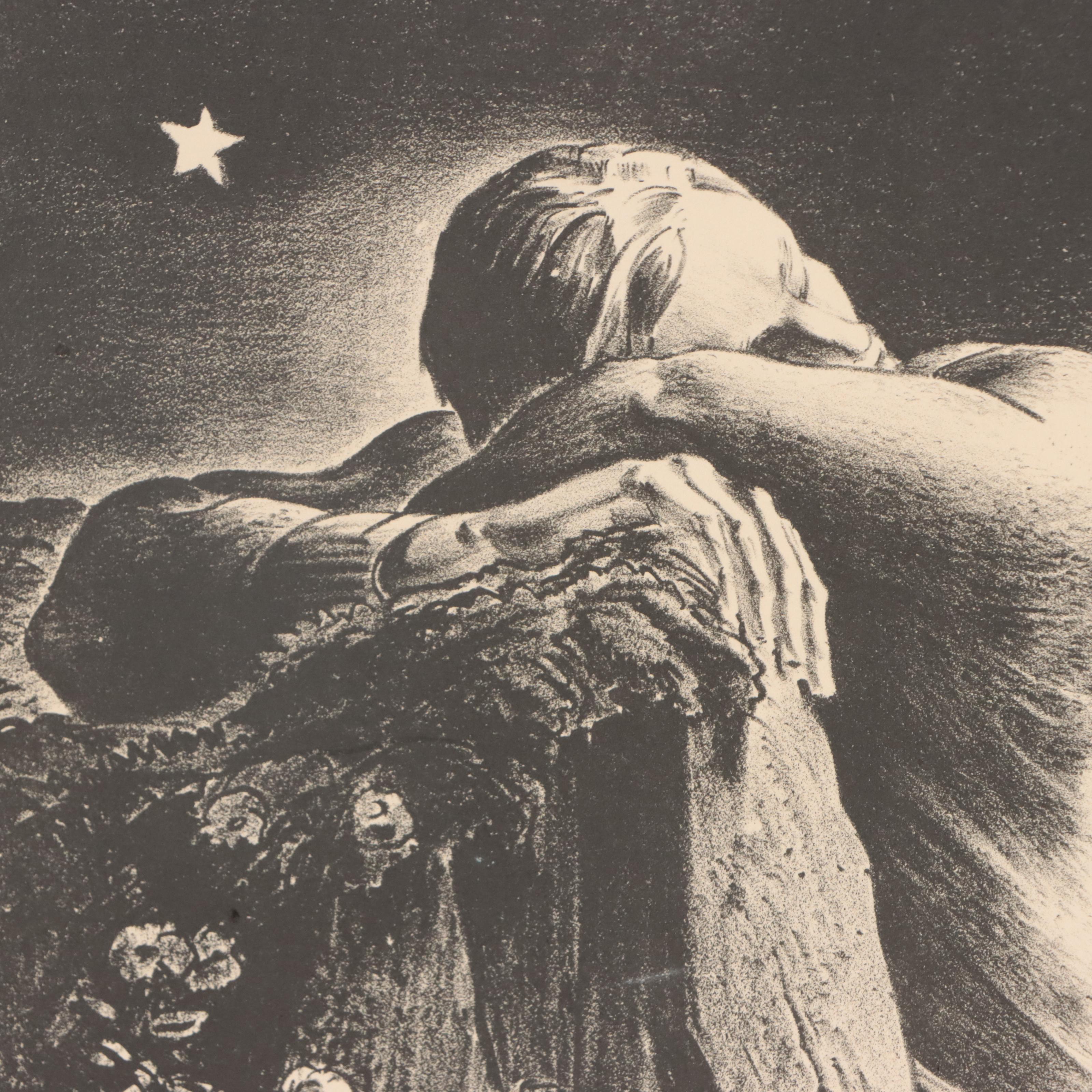 Dan Burne Jones Figural Lithograph "The Dream Keeper"