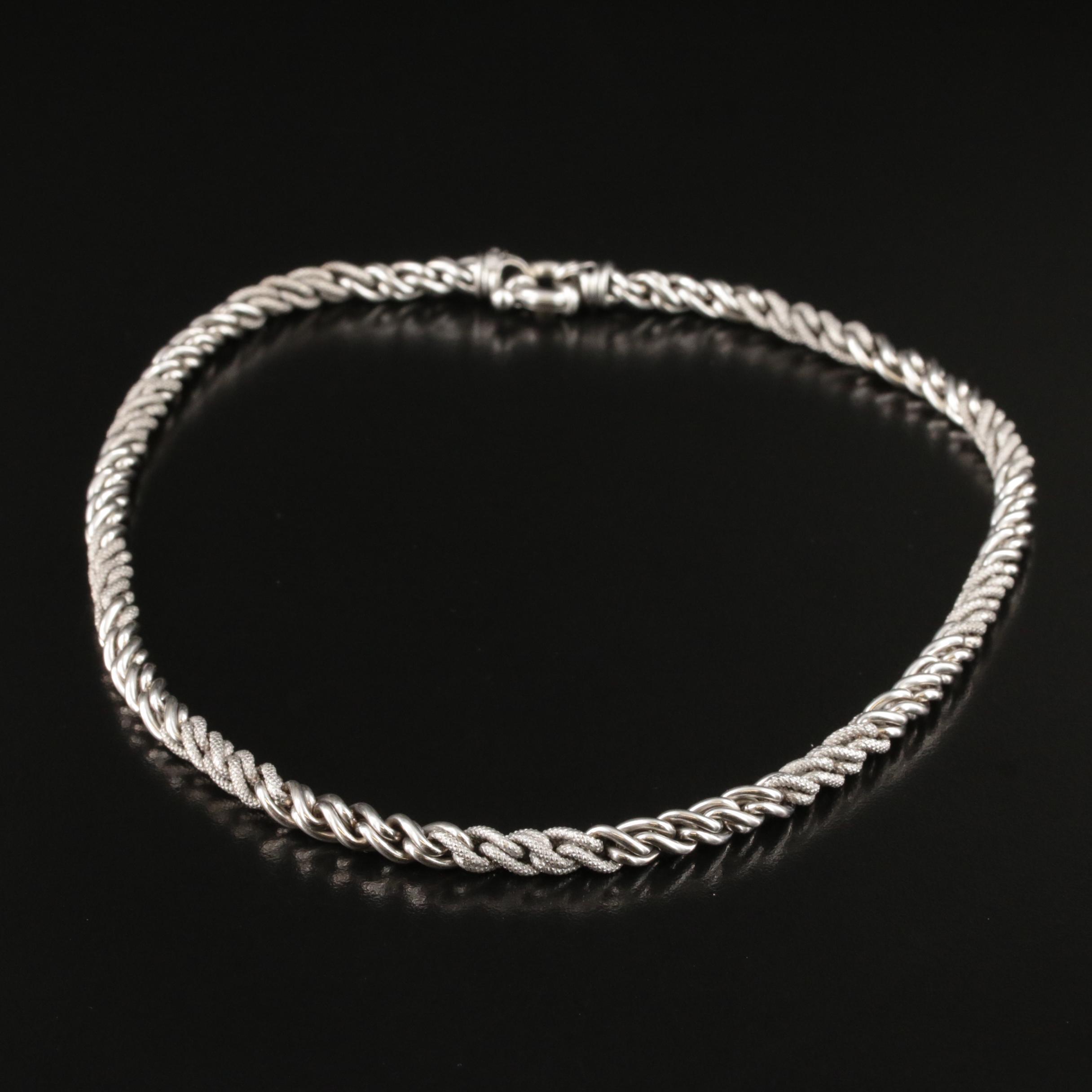 Italian 14K Variegated Wheat Chain Necklace