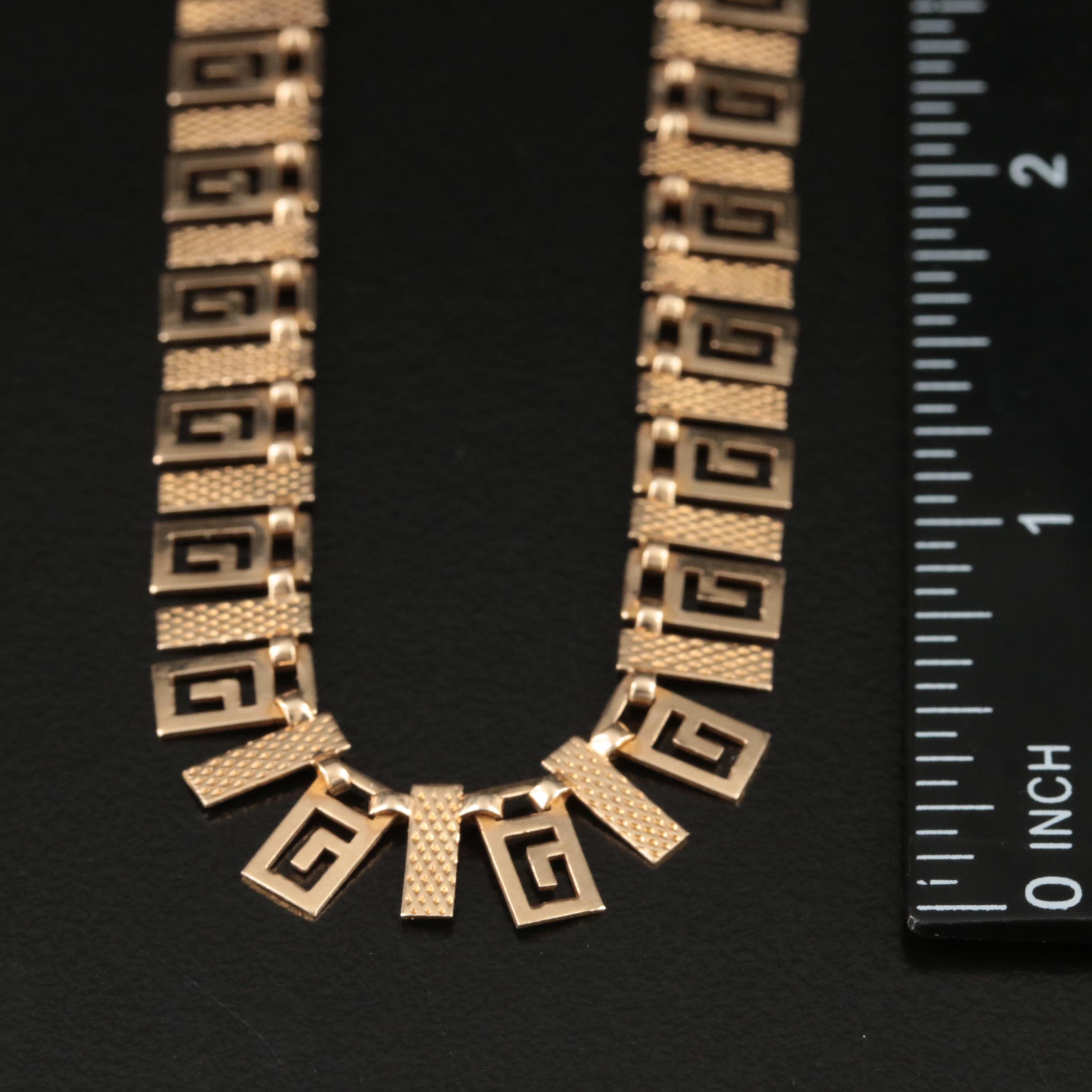 14K Greek Key Meander Necklace