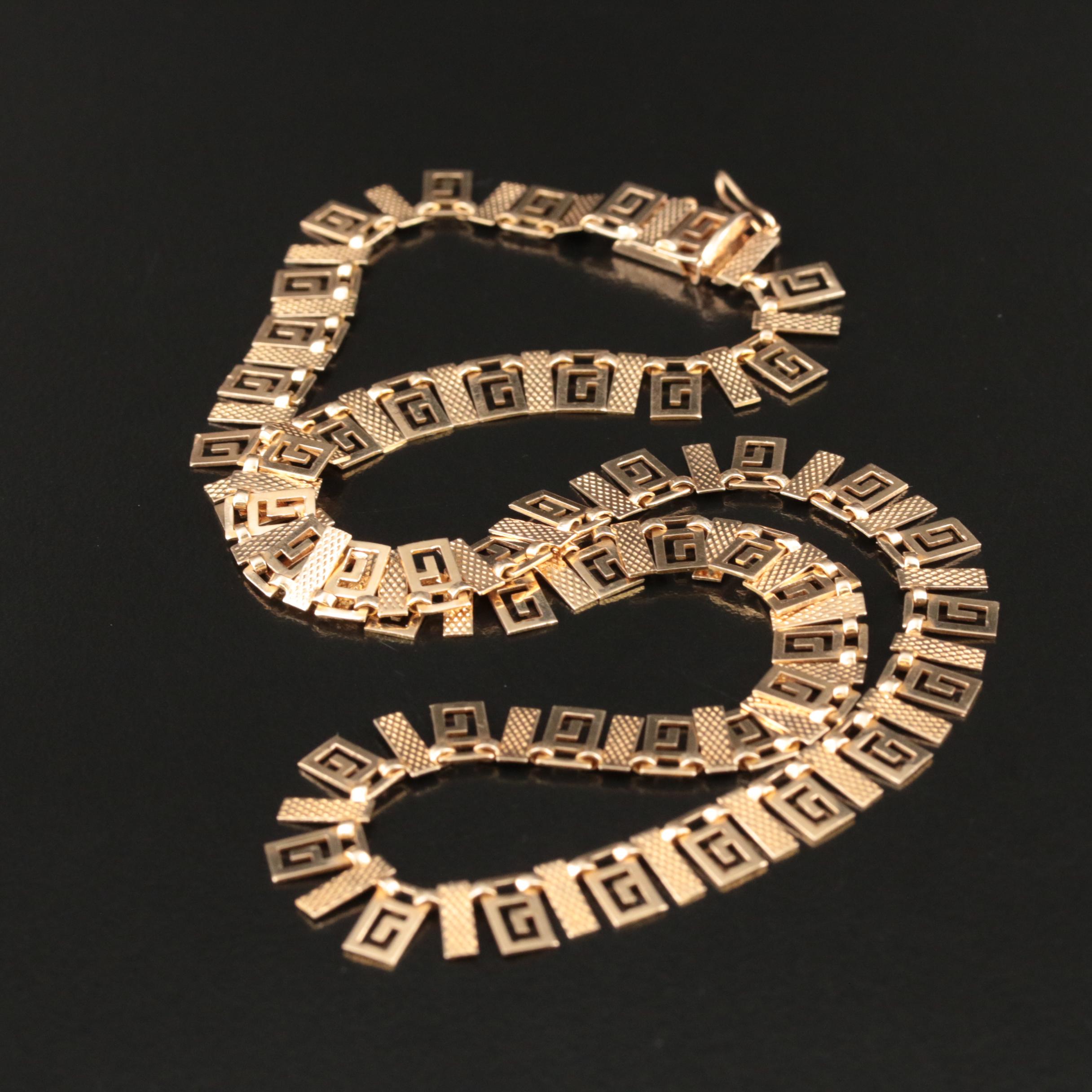 14K Greek Key Meander Necklace