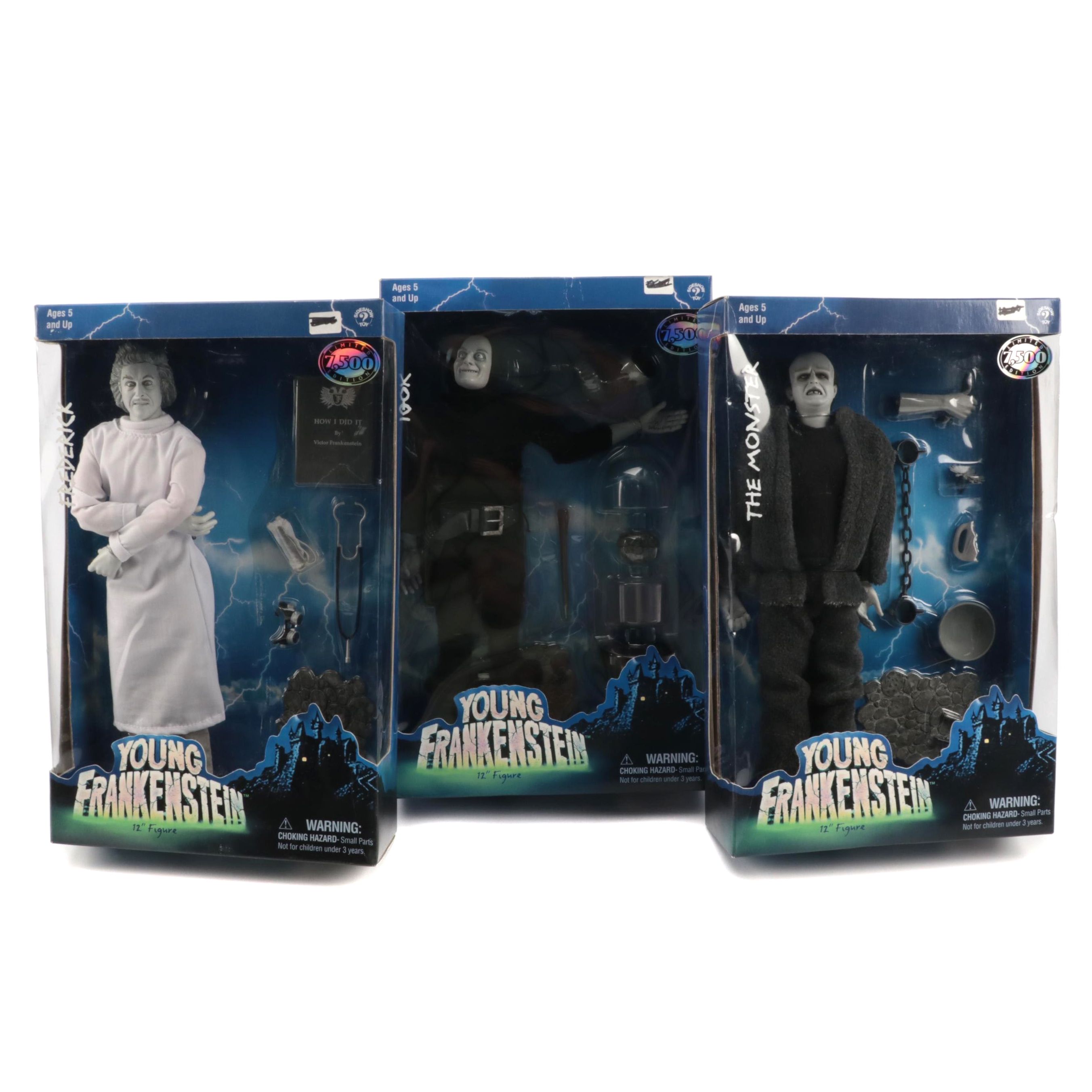 Sideshow Toy Young Frankenstein Igor, Frederick and The Monster Action Figures